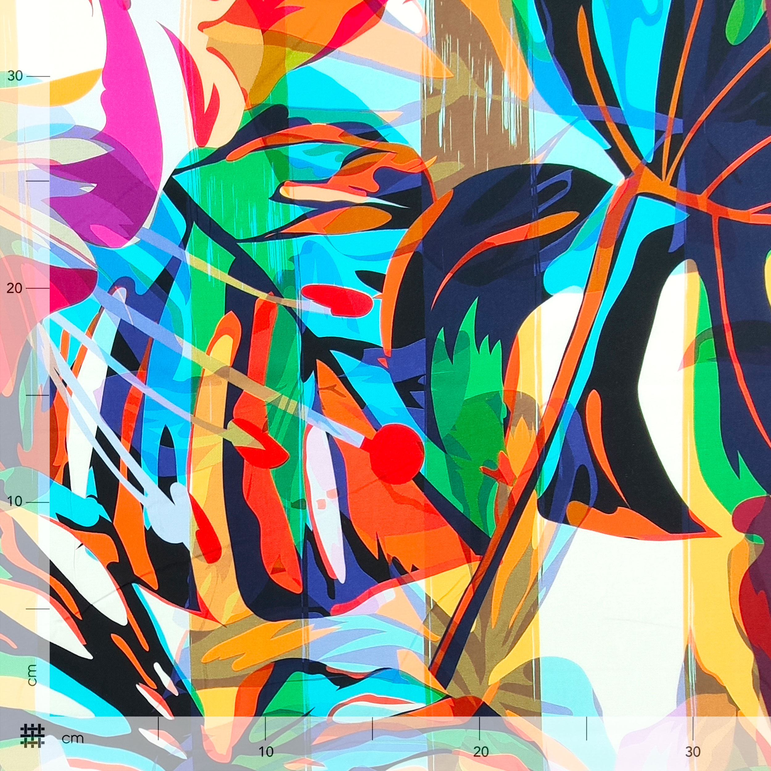Viscosa Abstracta Fantasía Hojas Multicolor