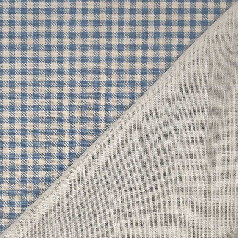 Tissu de coton à carreaux bleu clair Image