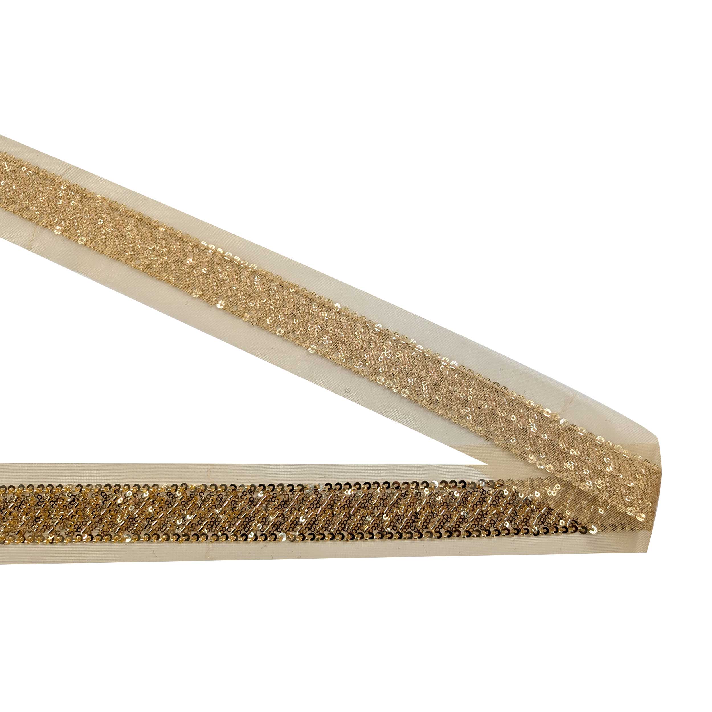 Sequined Trimmings on Gold Tulle Image