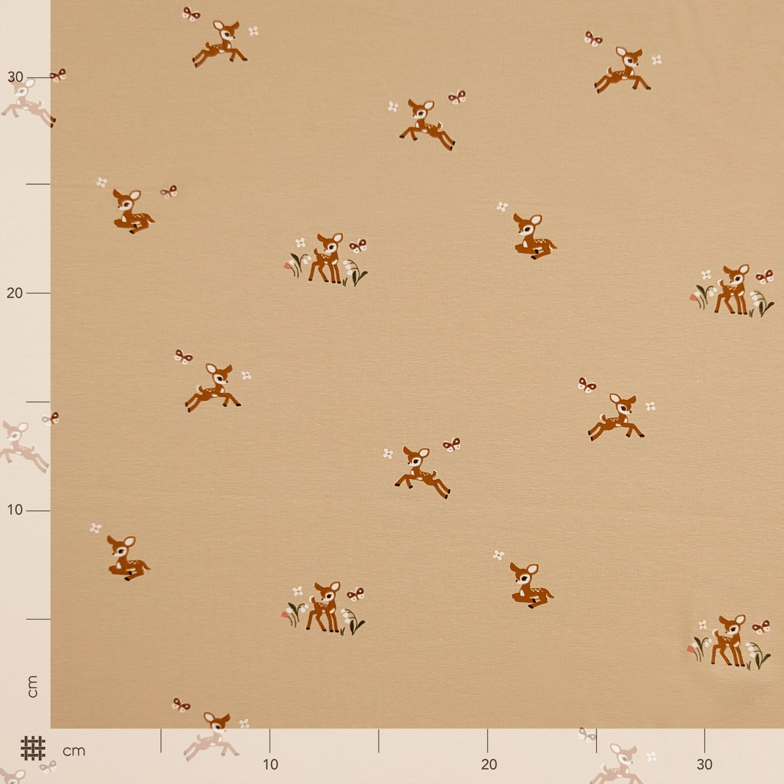 Jersey Cotton Background Beige with Fawns Image