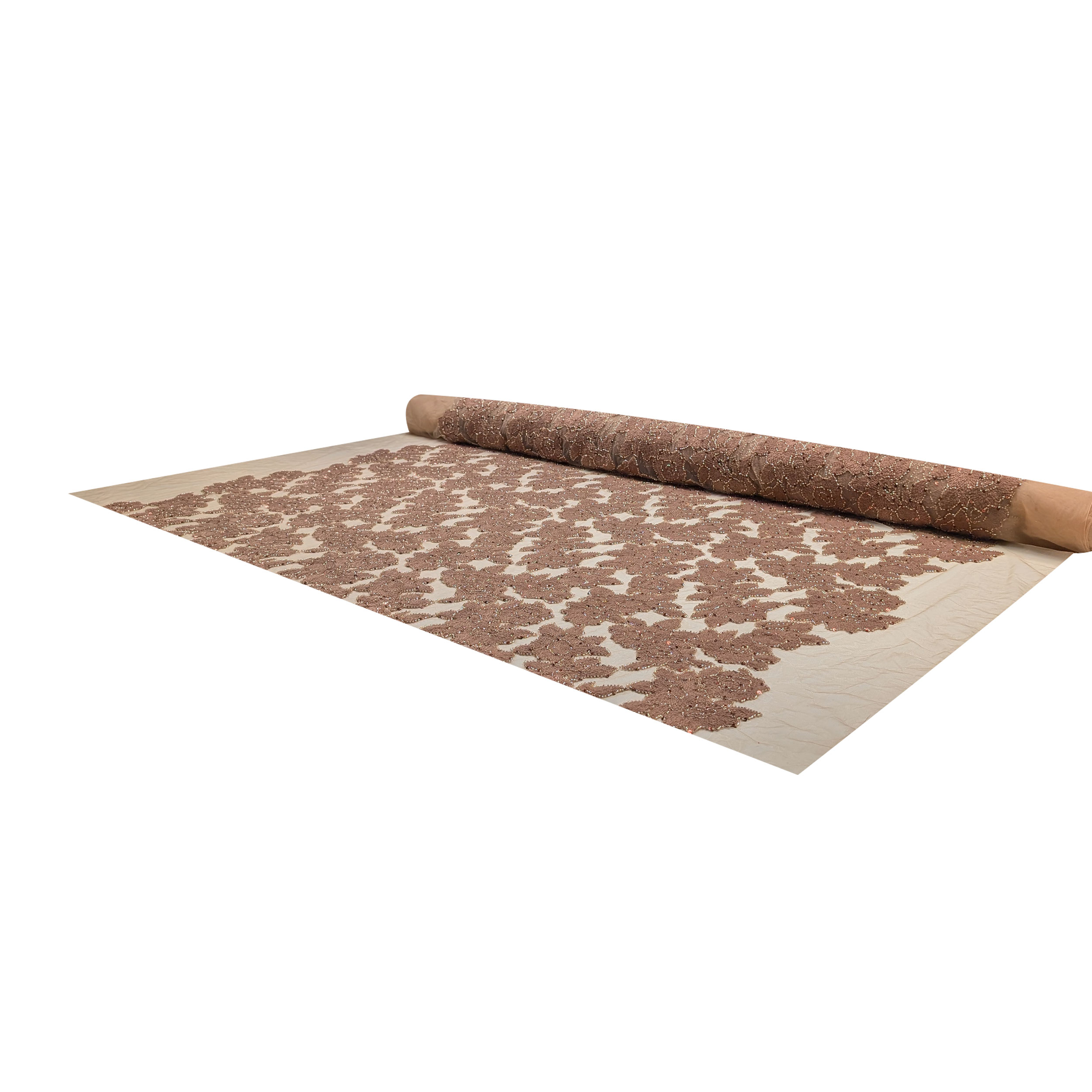 Lace Rose Wool Sequins Camel Image