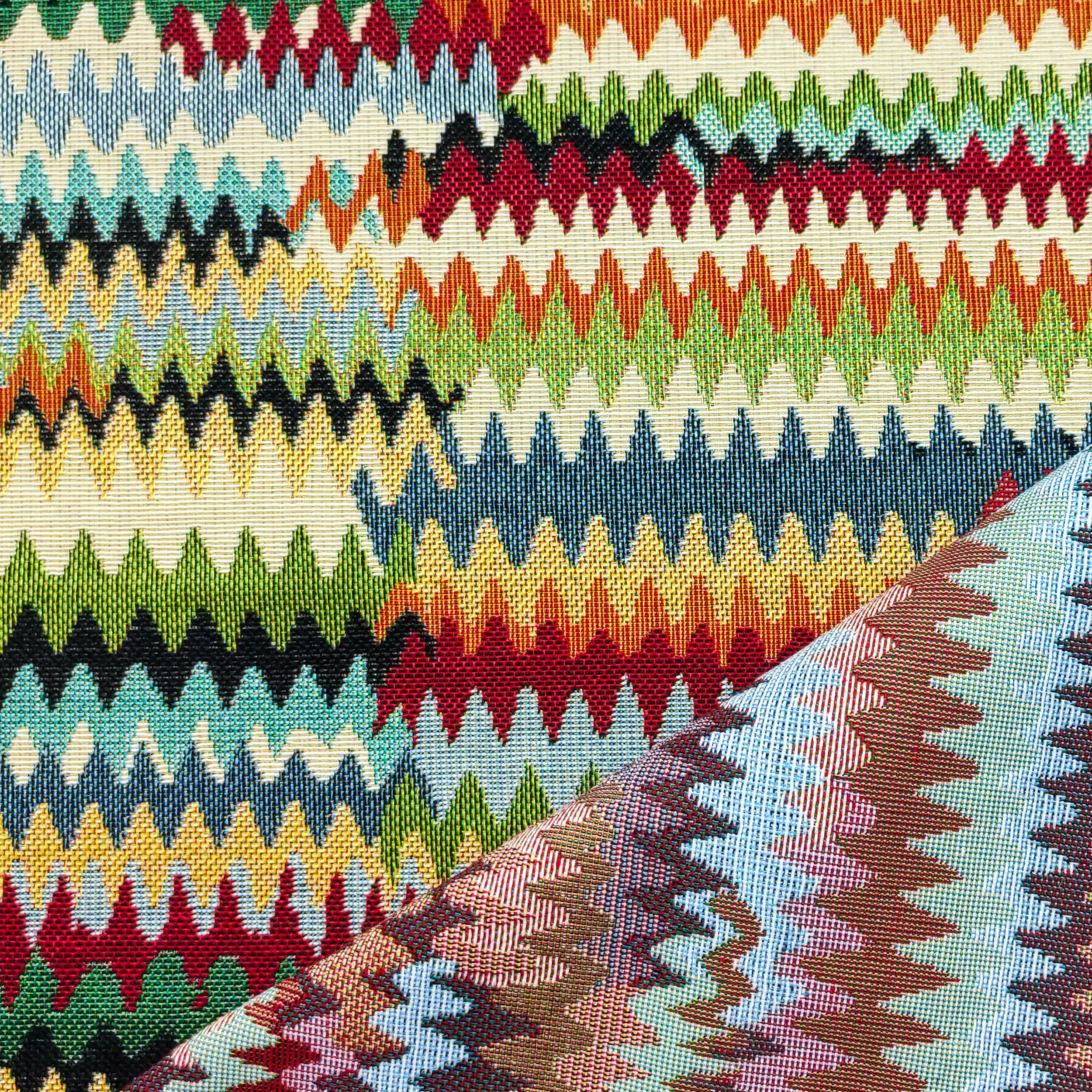 Tela Gobelin de colores con estampado Zig Zag