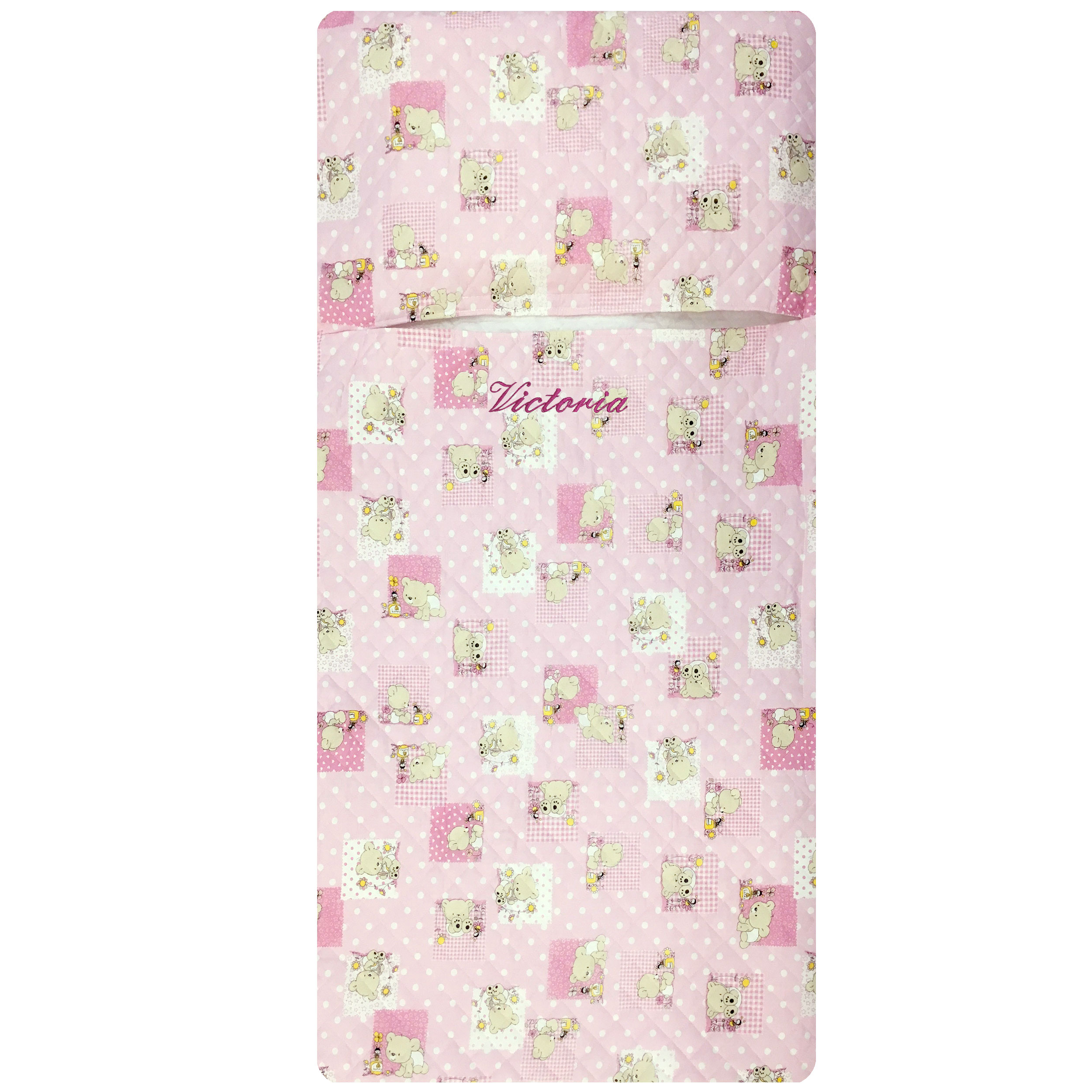 Sac de couchage oursons et abeilles roses
