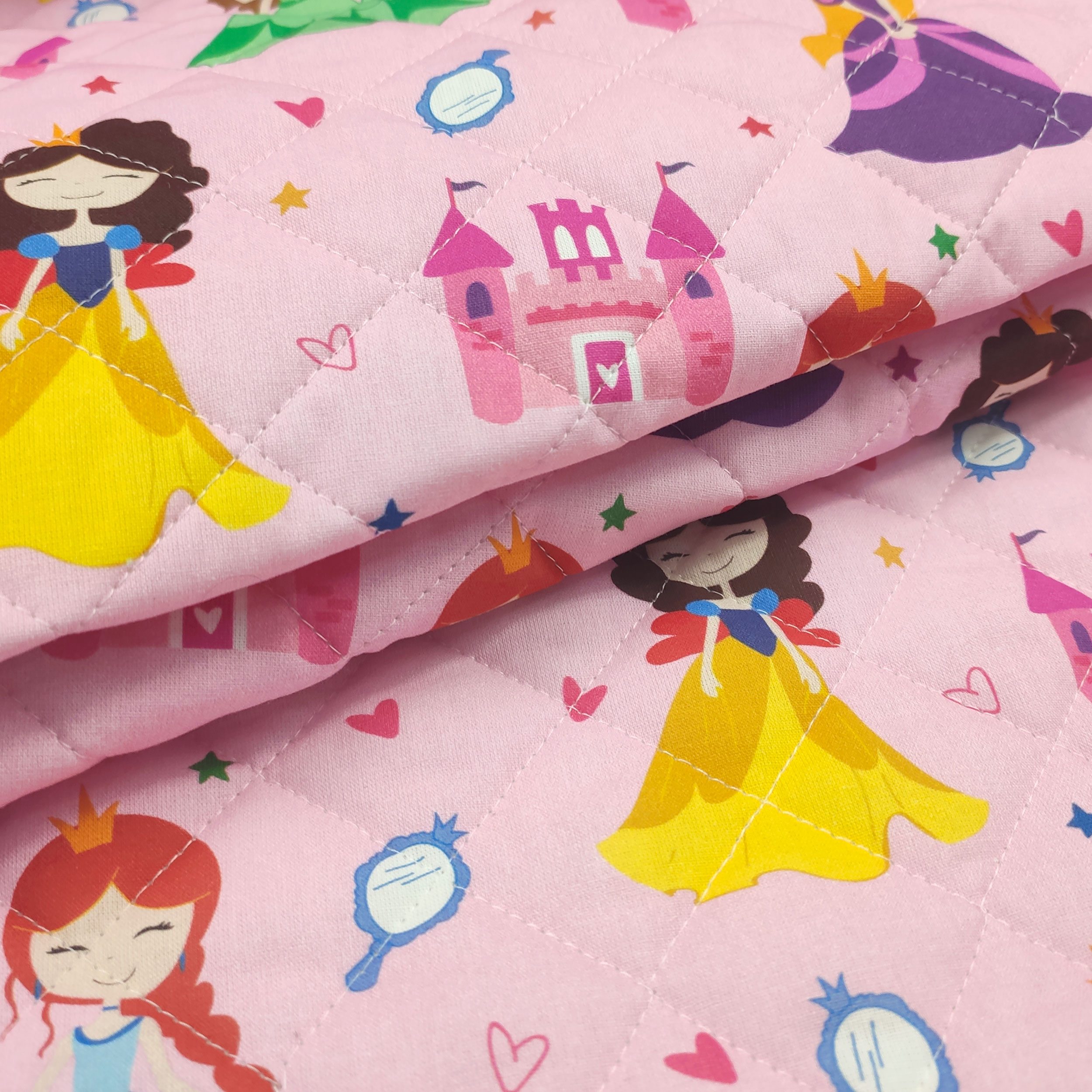 Quilted Fabric Princesses Pink Background Image