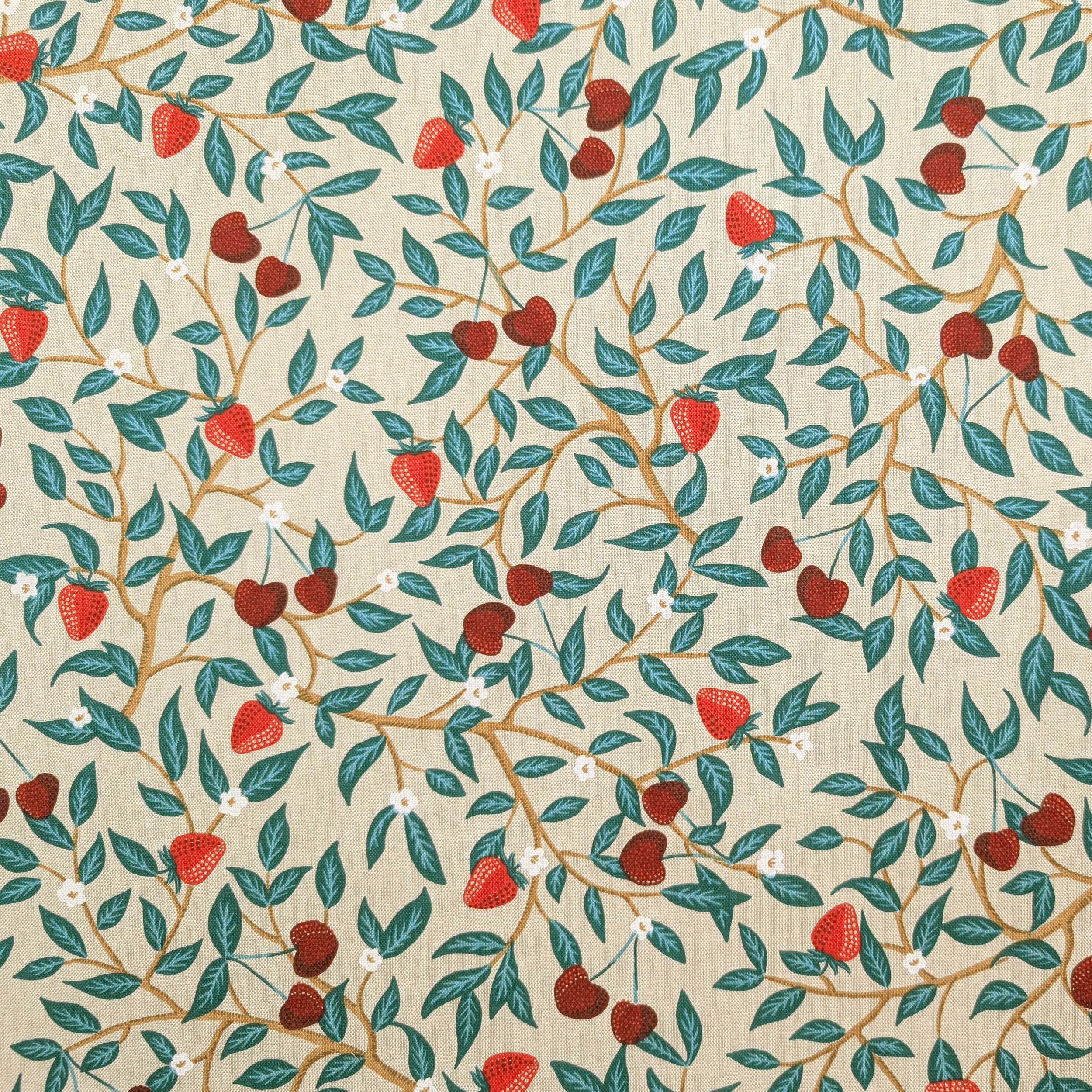 Strawberry and Cherry Panama Fabric Image
