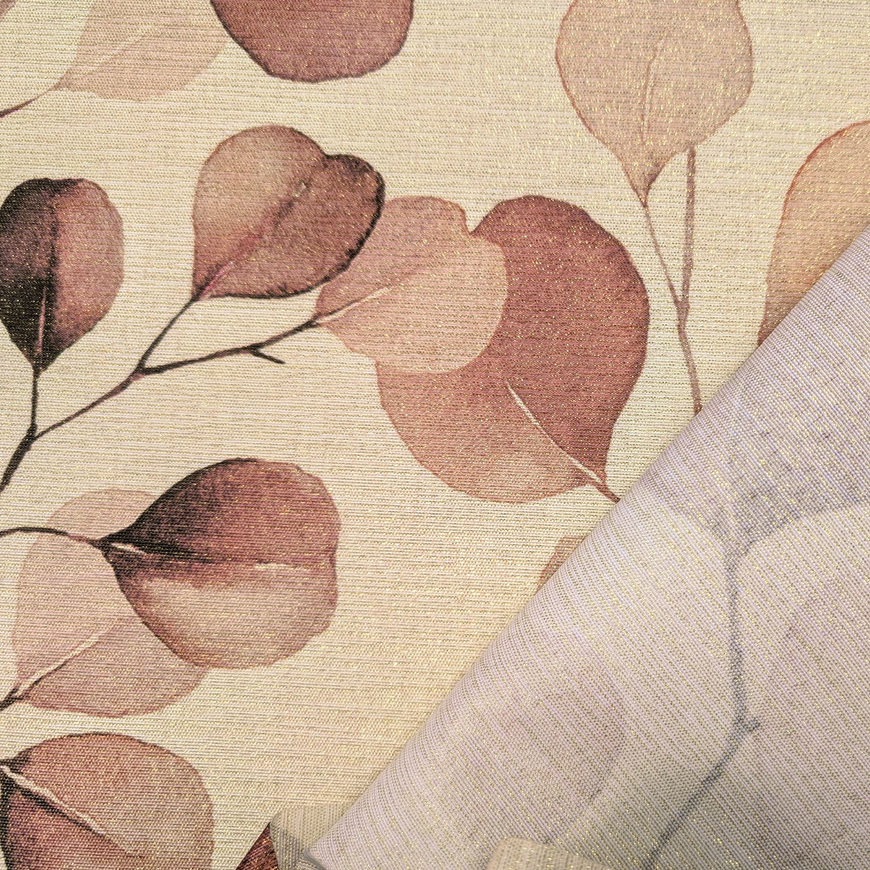 Soft Resin-Coated Lurex Leaf Tablecloth Fabric Image