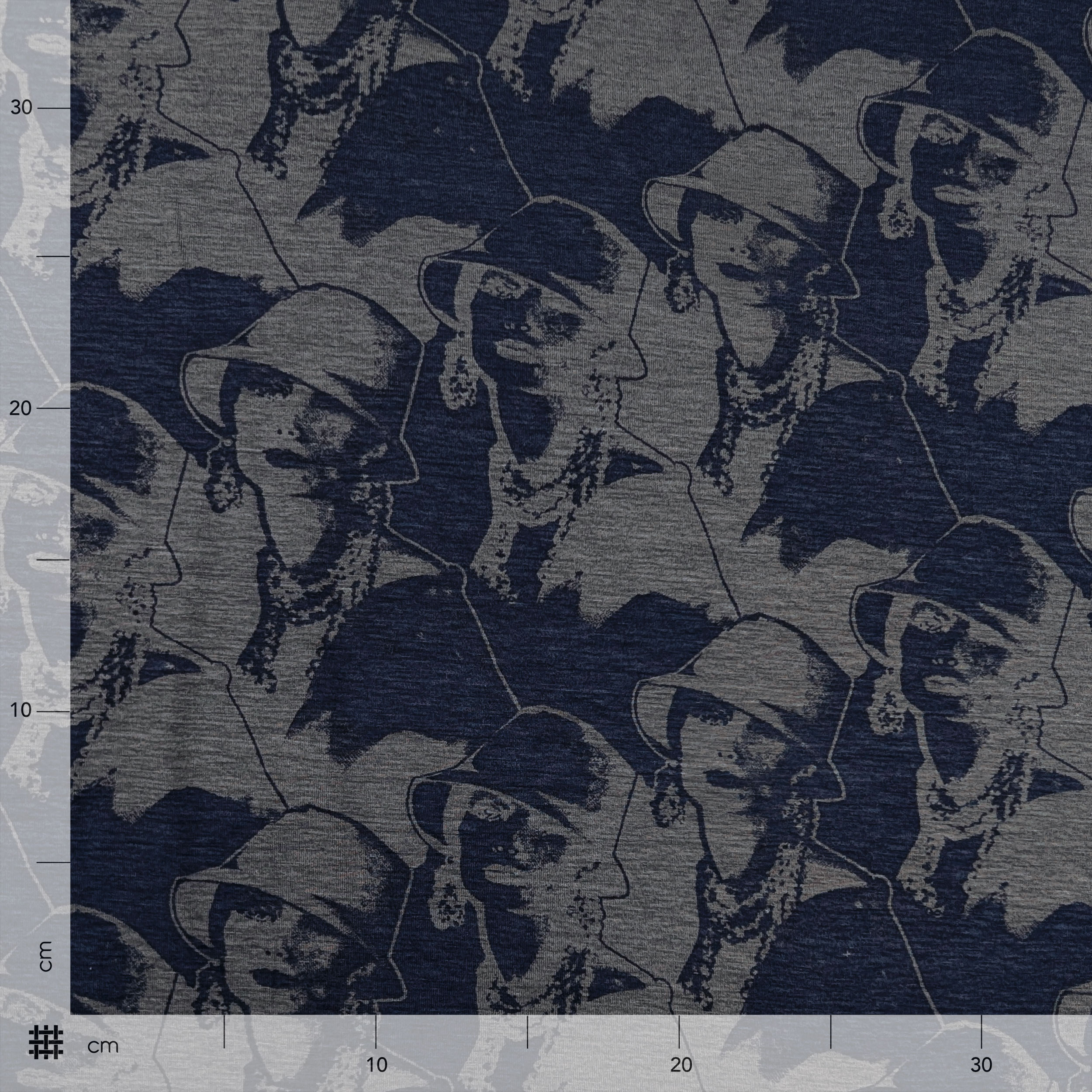 Grey Melange and Blue Fashion Cotton Jersey Image