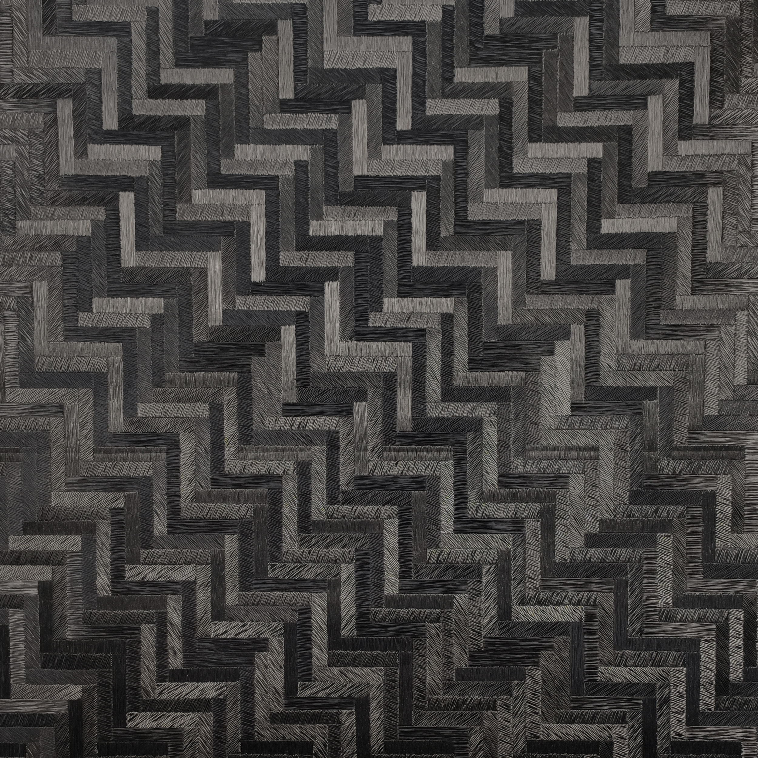 Tissu pour nappe plastifiée Géométrie des lignes Noir Image