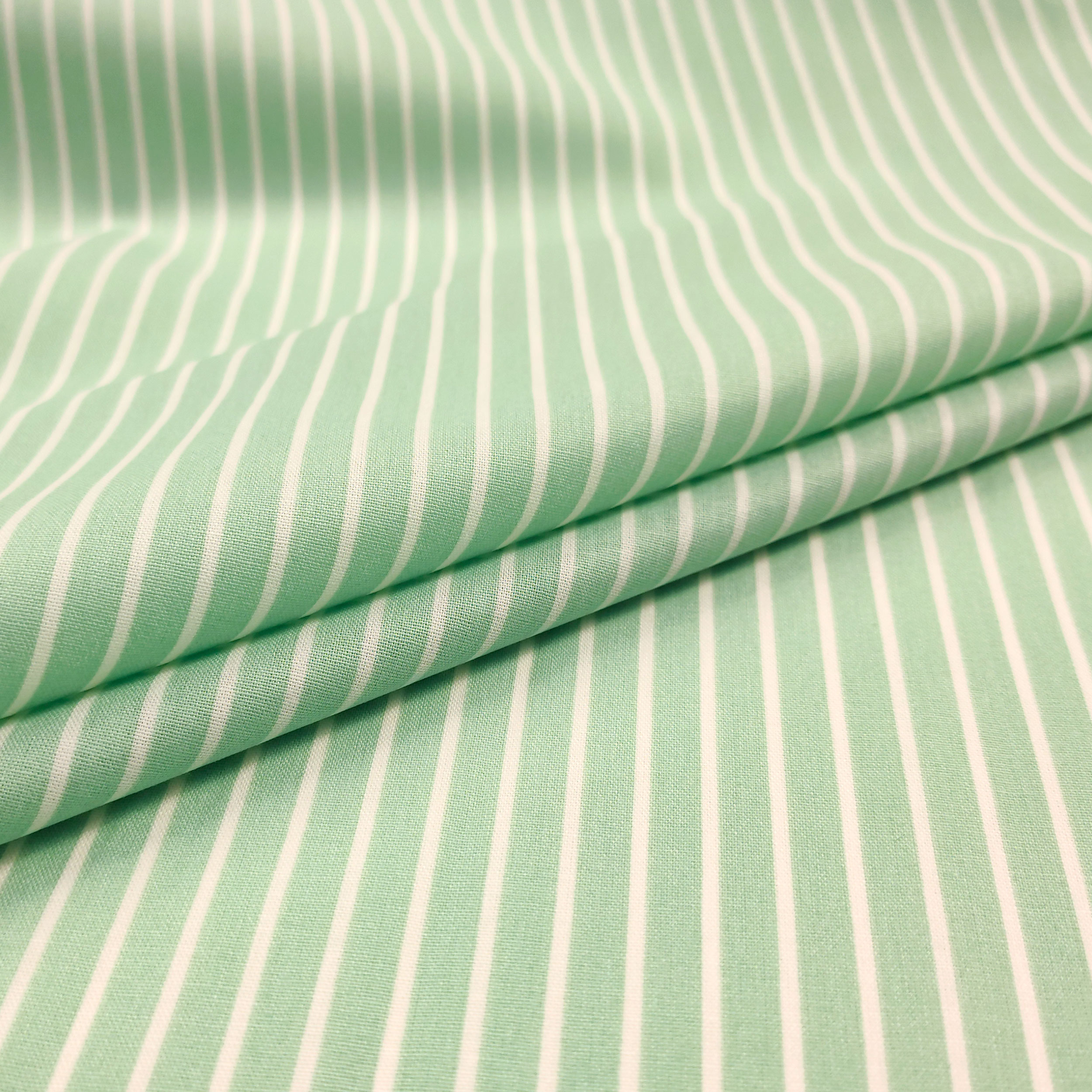 Mint Green Stripes Cotton Poplin