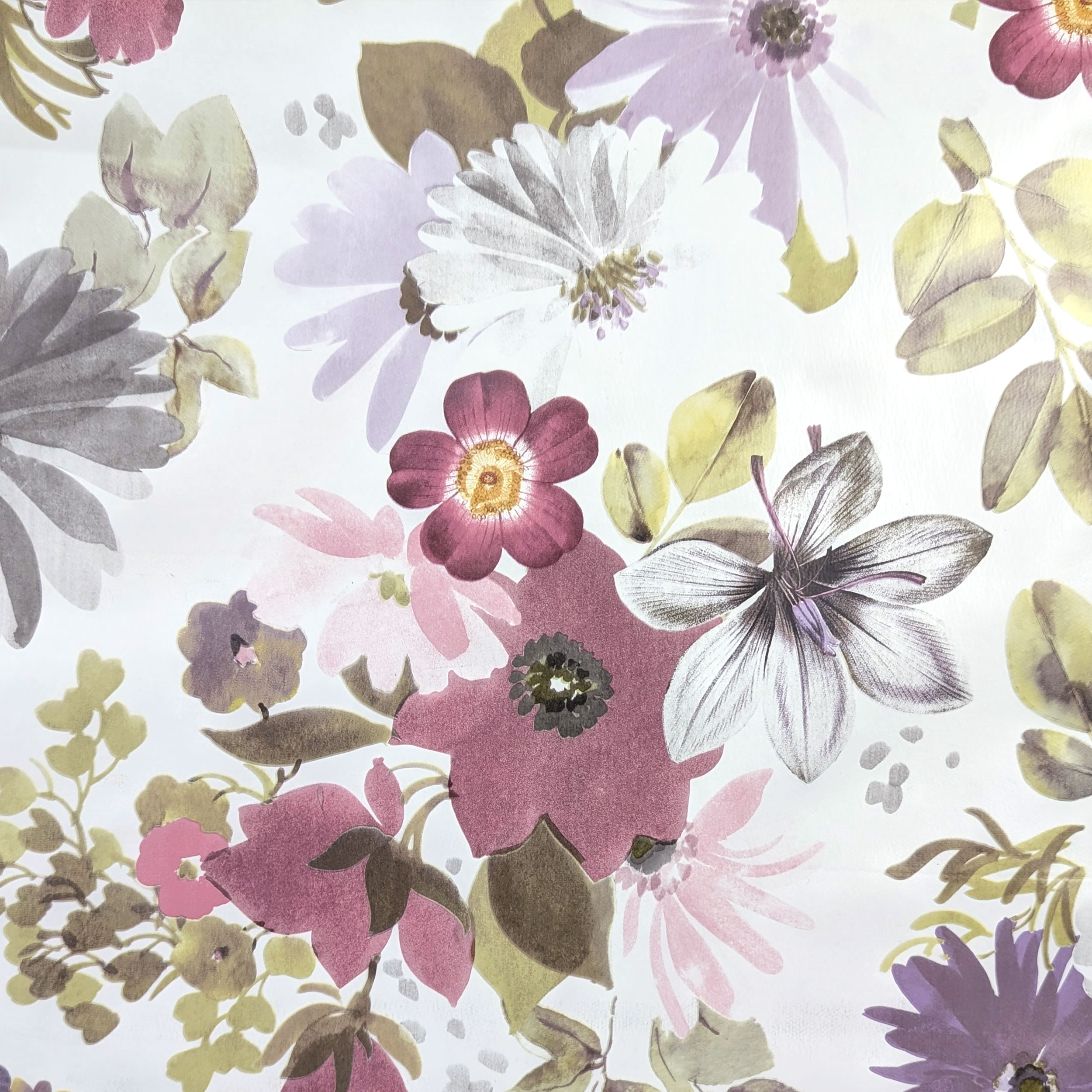 Fabric for Plasticised Tablecloth Flowers Pink Tones Image