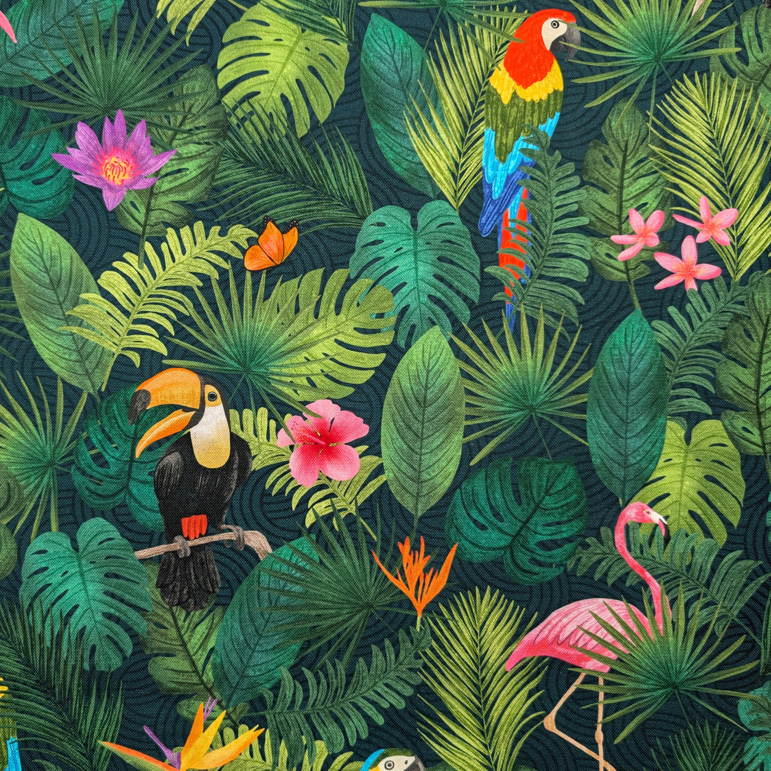 Tissu Panama découpé Oiseaux tropicaux 50x140 cm Image
