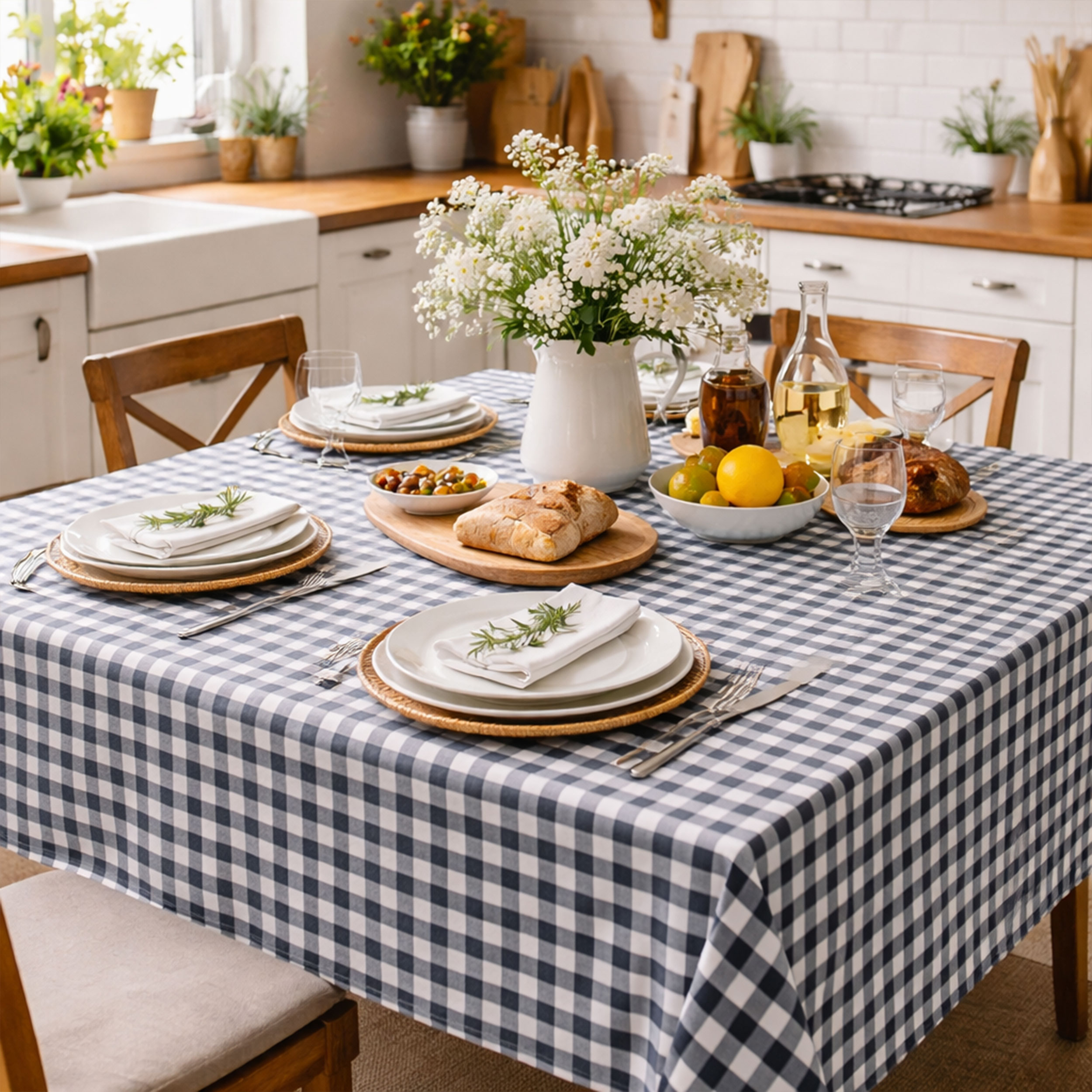 Fabric for Black Check Resin Tablecloth Image