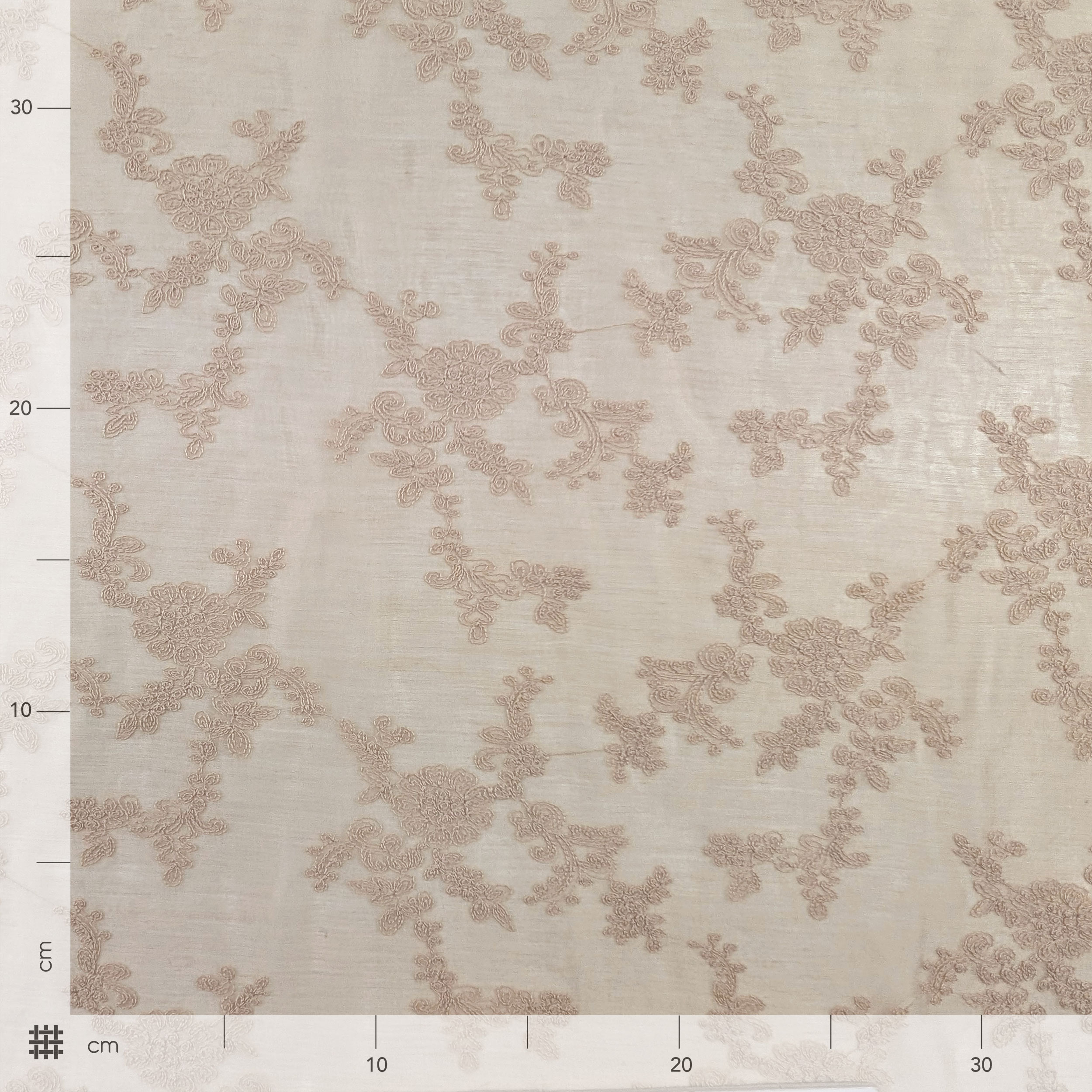 Embroidered Muslin Beige Flowers Image