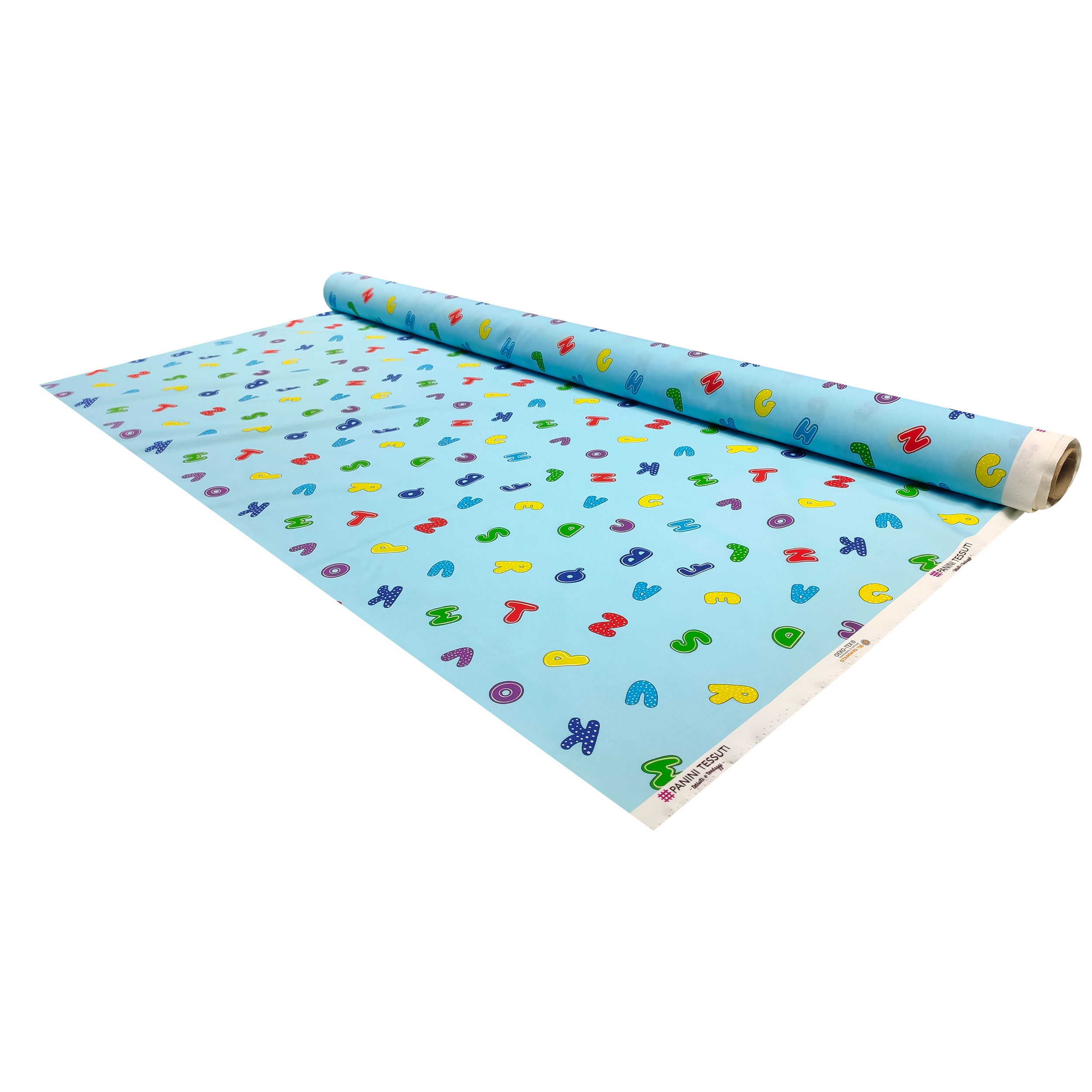 Tissu de coton Alphabet Grand fond Bleu clair Image