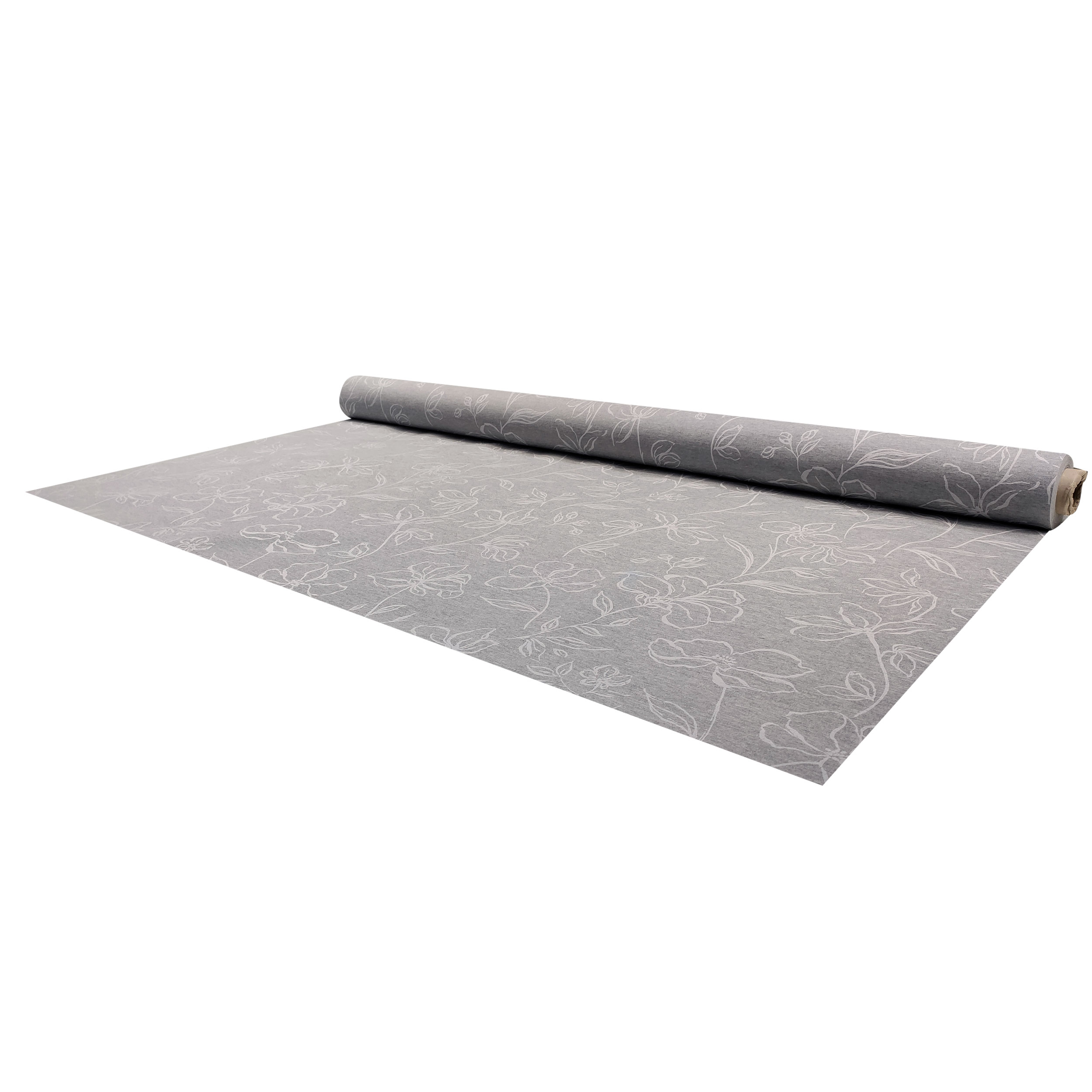 Grey Resin Tablecloth Fabric White Flowers Image