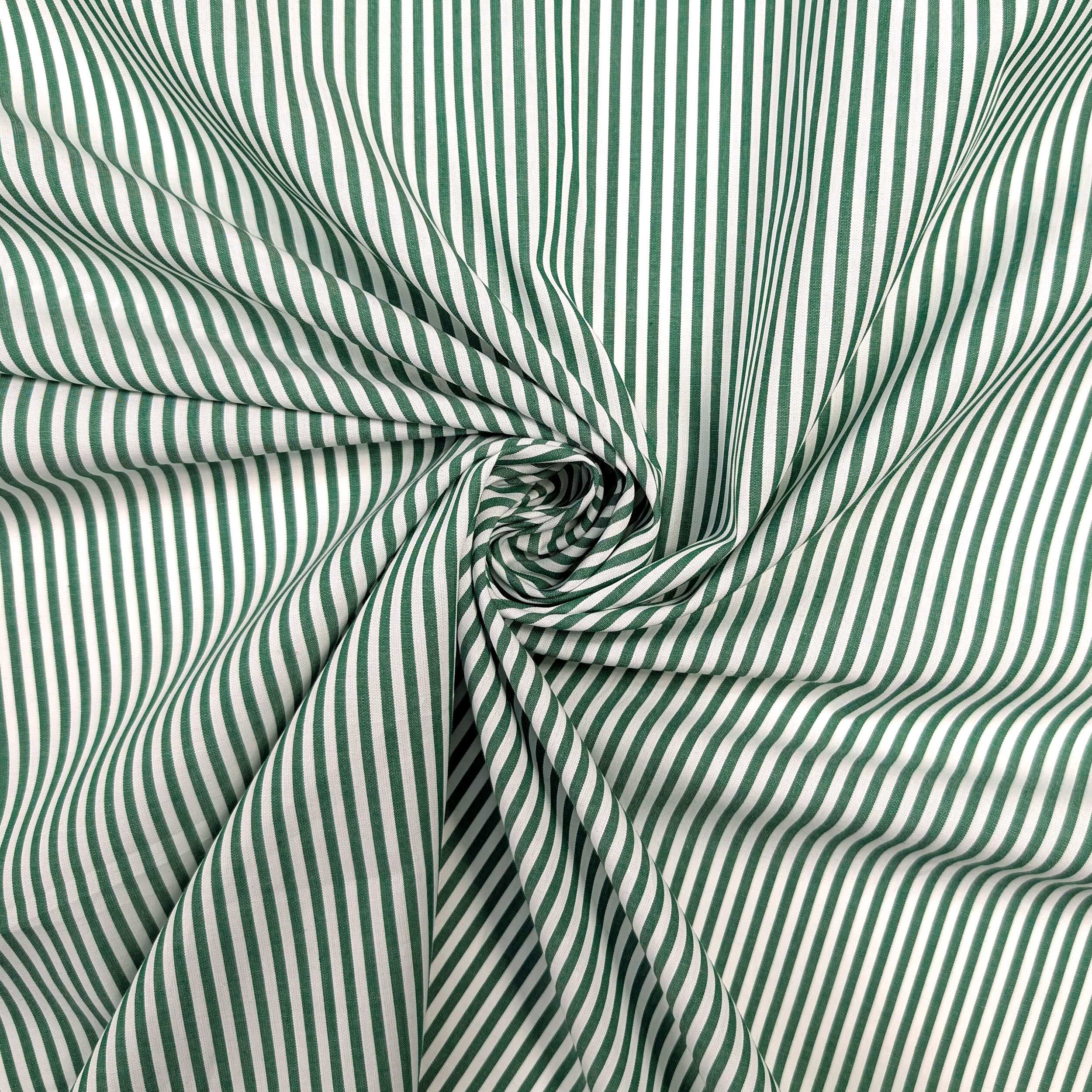 Cotton for Shirts Green Stripes Image