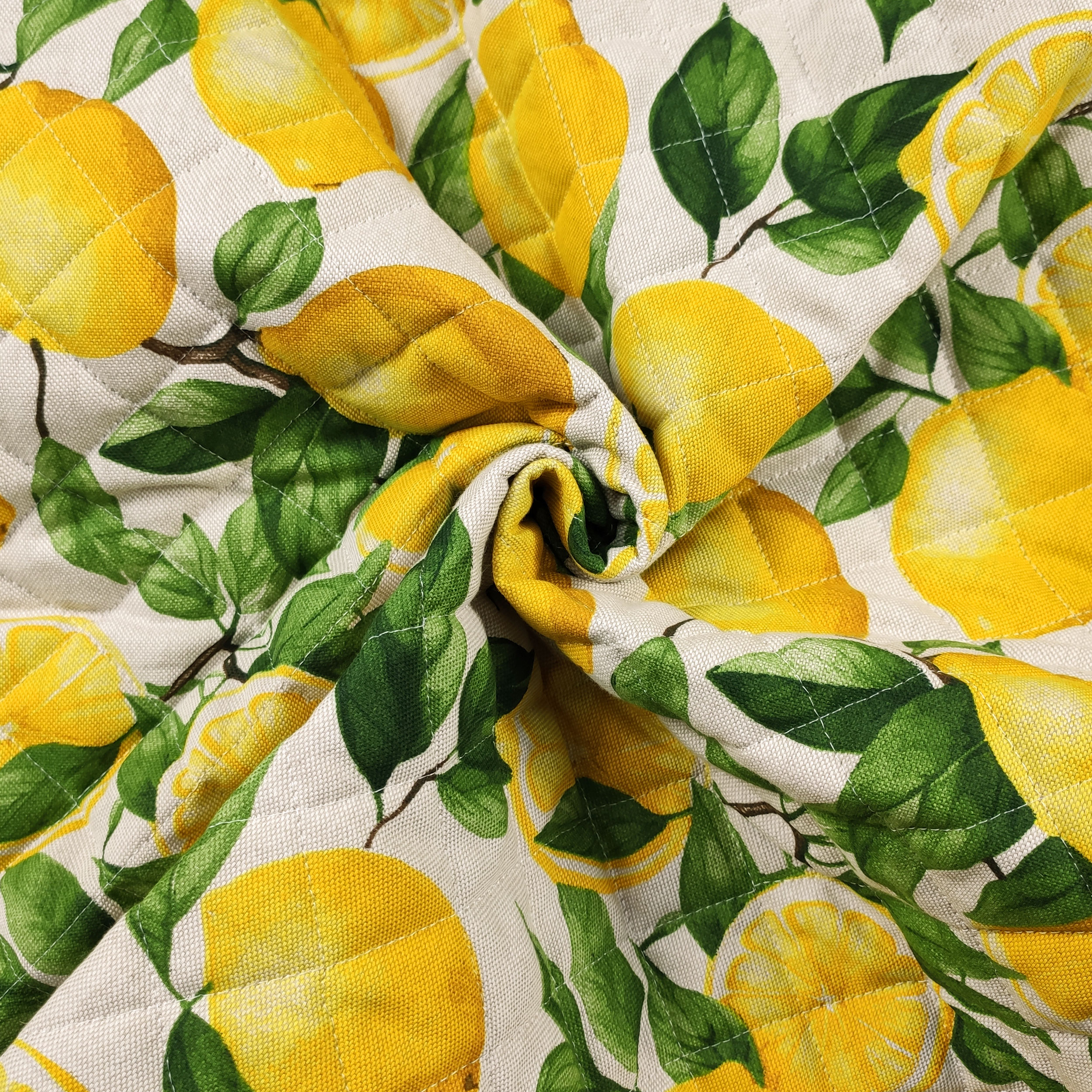Lemon Quilted Fabric Beige Background