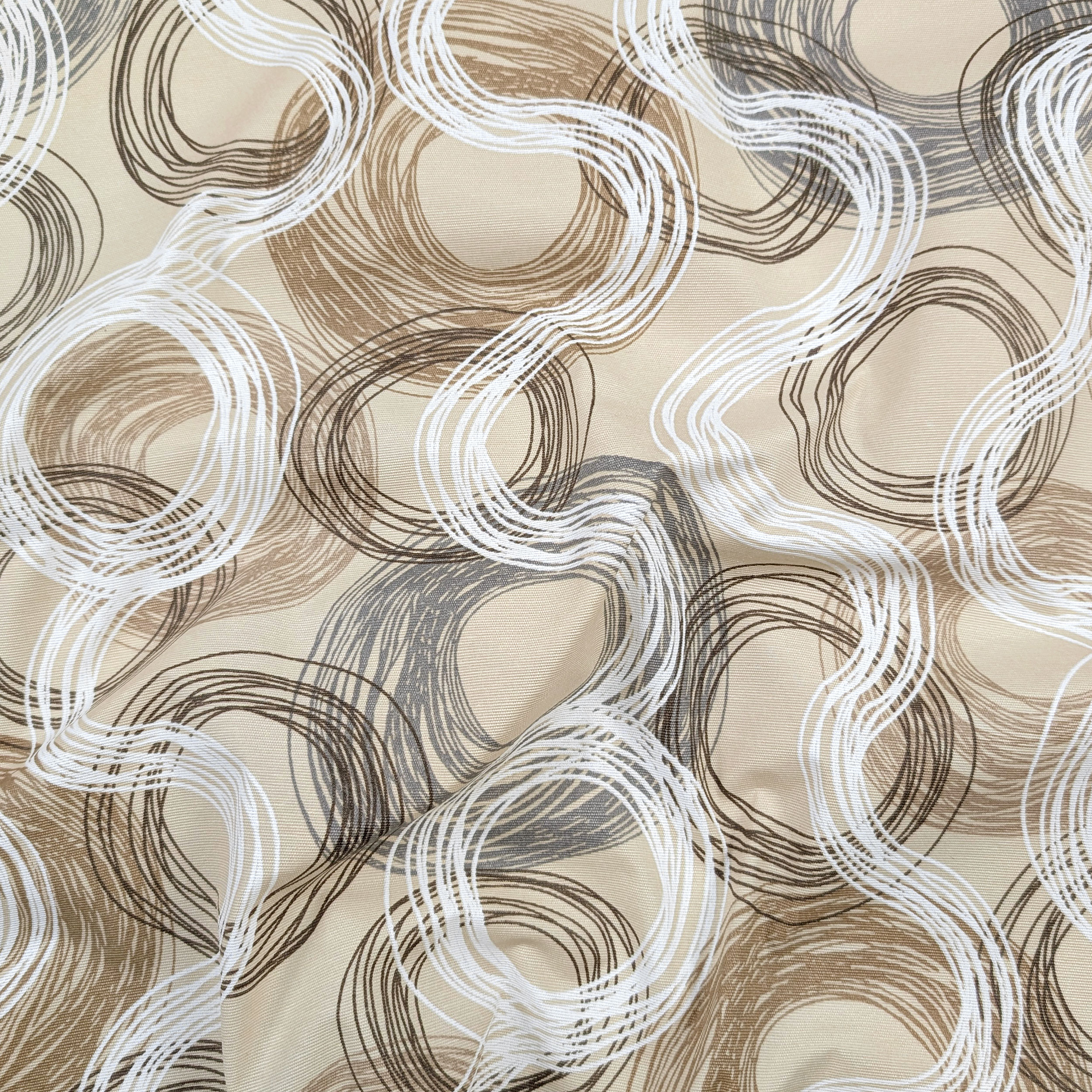 Fabric for Resin Tablecloth Abstract Circles Beige Image