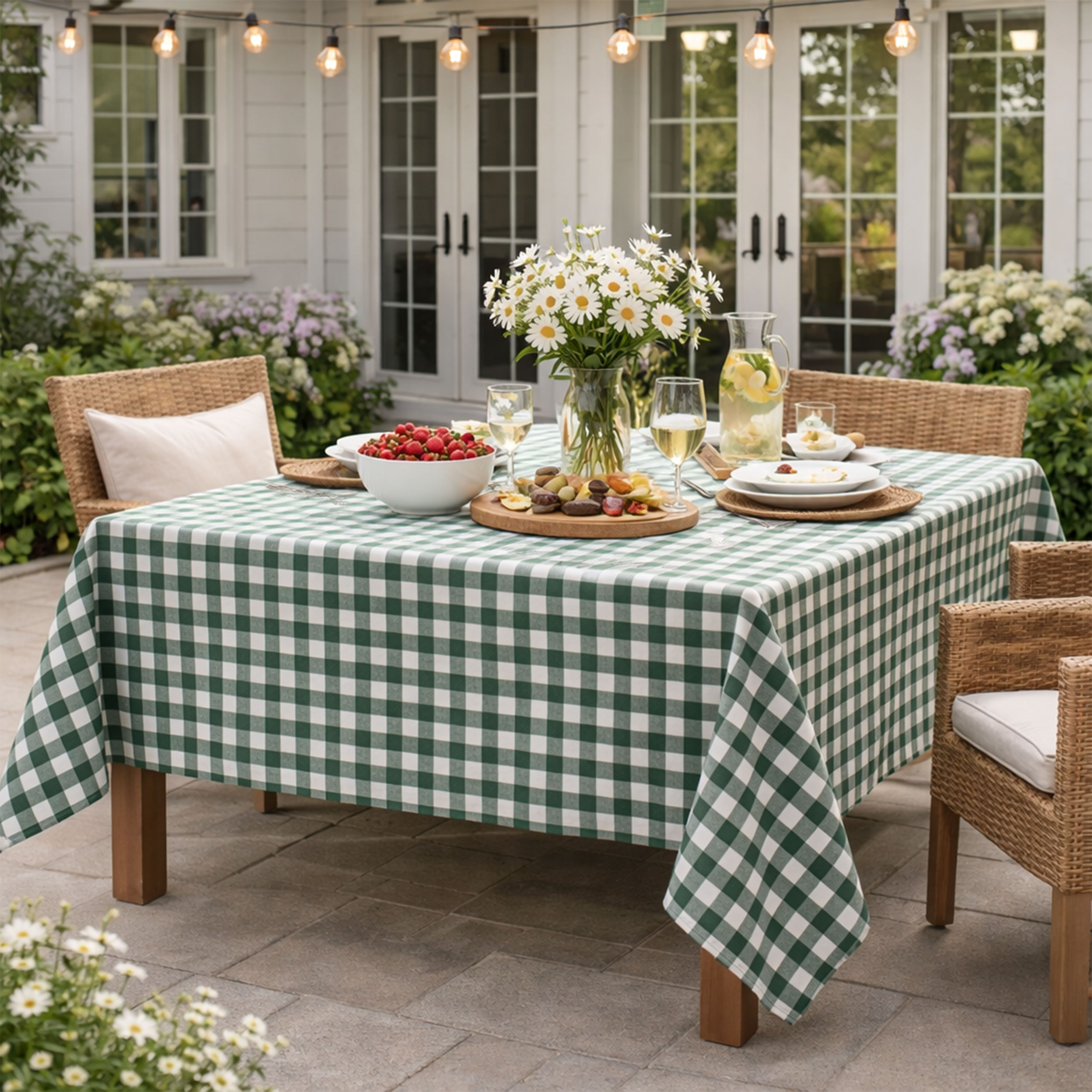 Green Check Resin Tablecloth Fabric Image