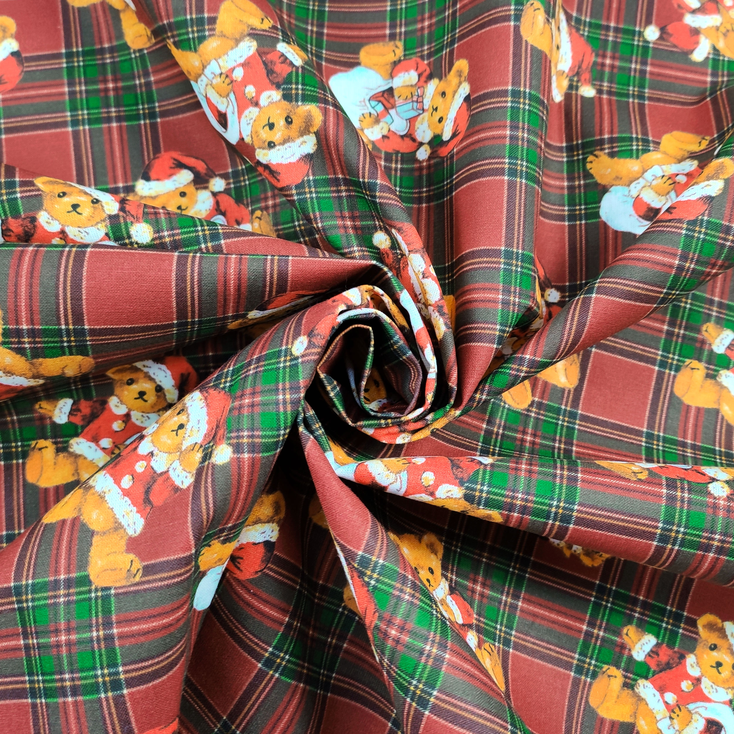 Christmas Cotton Satin Teddy Tartan Background (fond écossais)