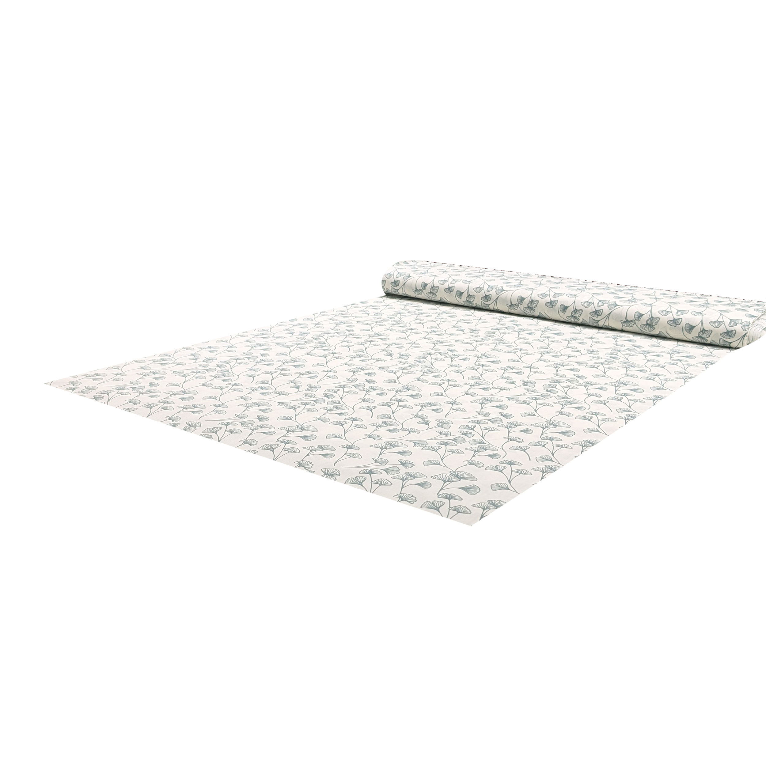 Poplin Cotton Leaves Background Green Grey Image
