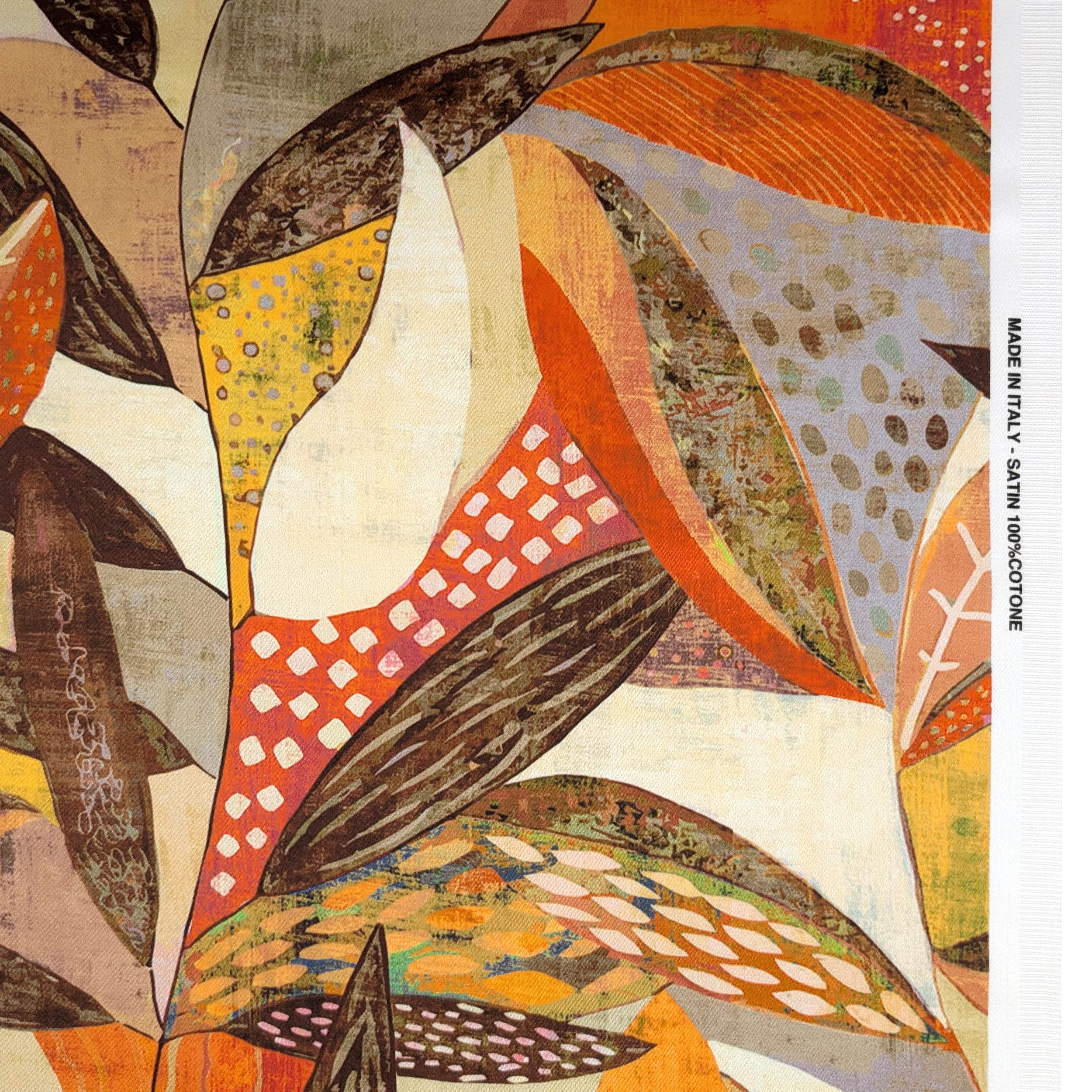 Cotton Satin Abstract Leaves Image