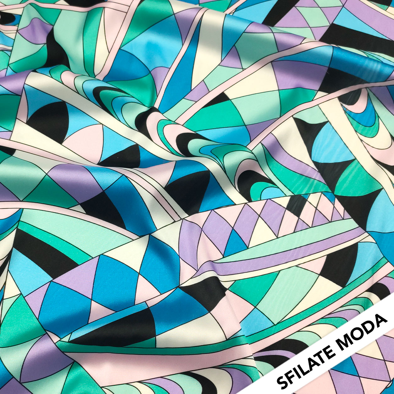 Conjunto de satén elástico Fashion Abstract Pattern Tonos fríos