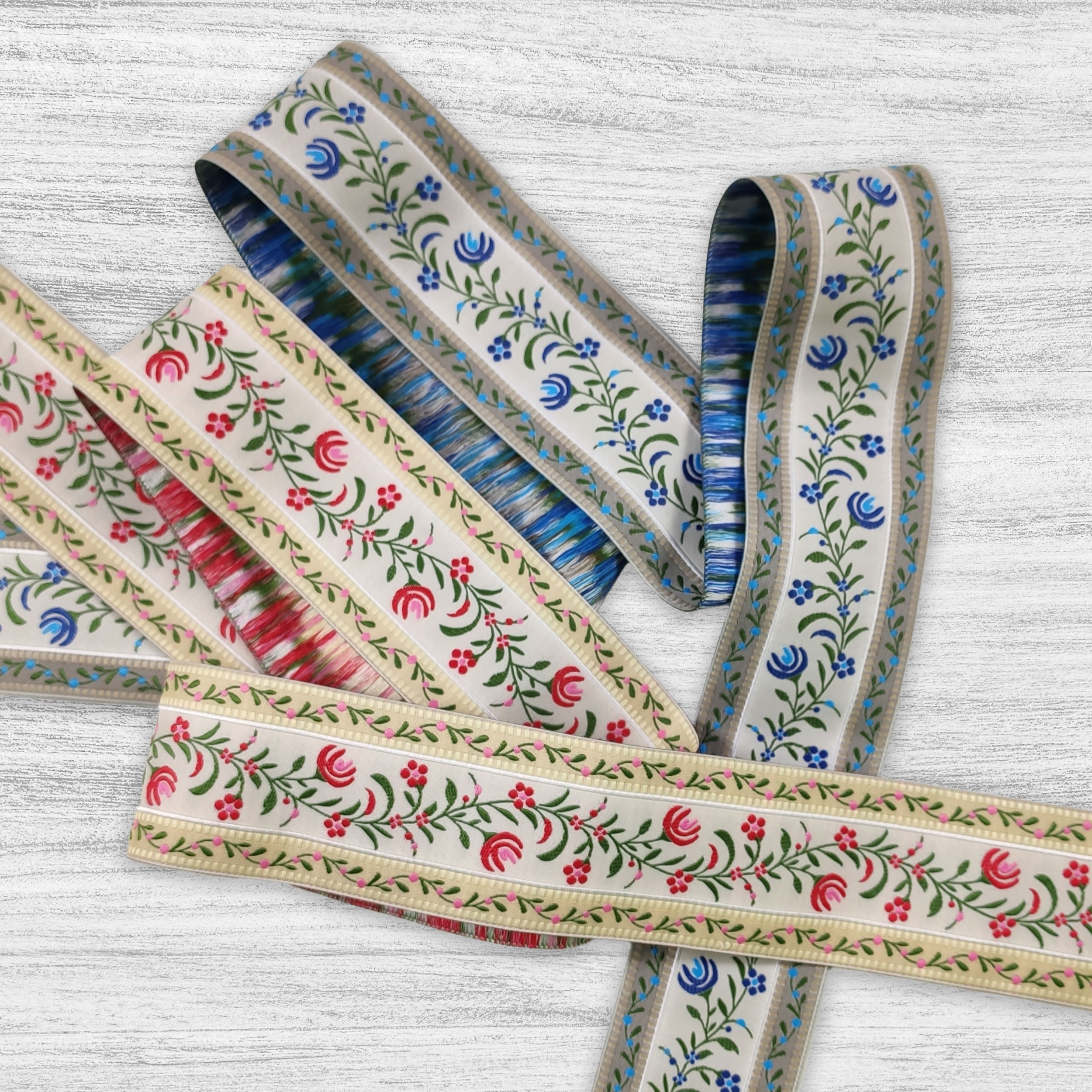 Prym Flower Patterned Trimmings Blue (passementerie à motifs de fleurs)