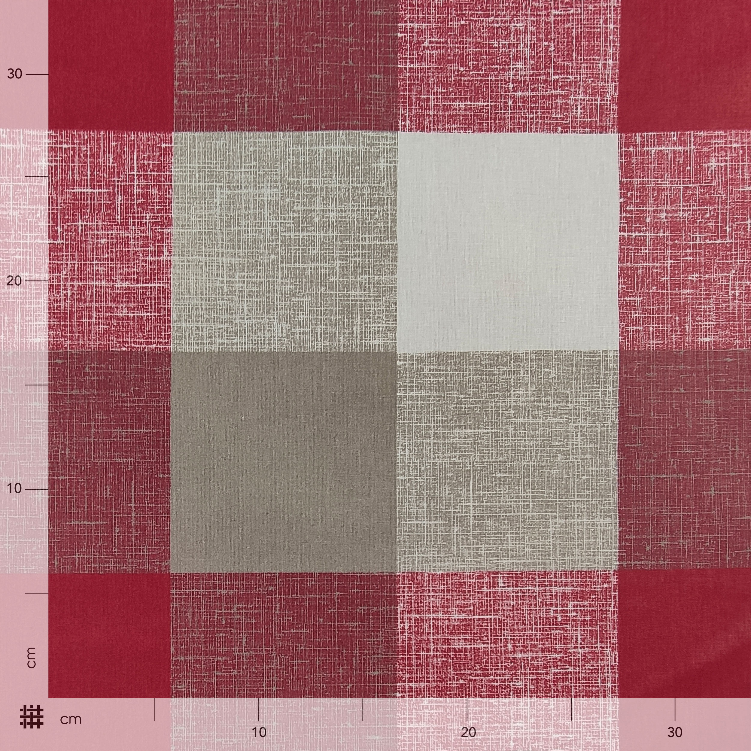 Rot und Beige karierter Baumwollstoff