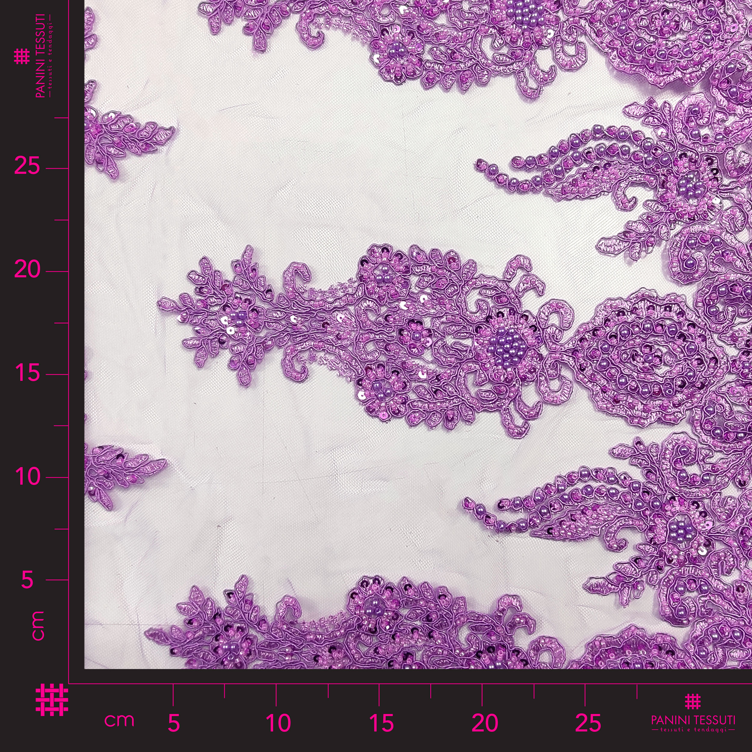 High Fashion Beaded Double Edge Floral Lace - Lilac