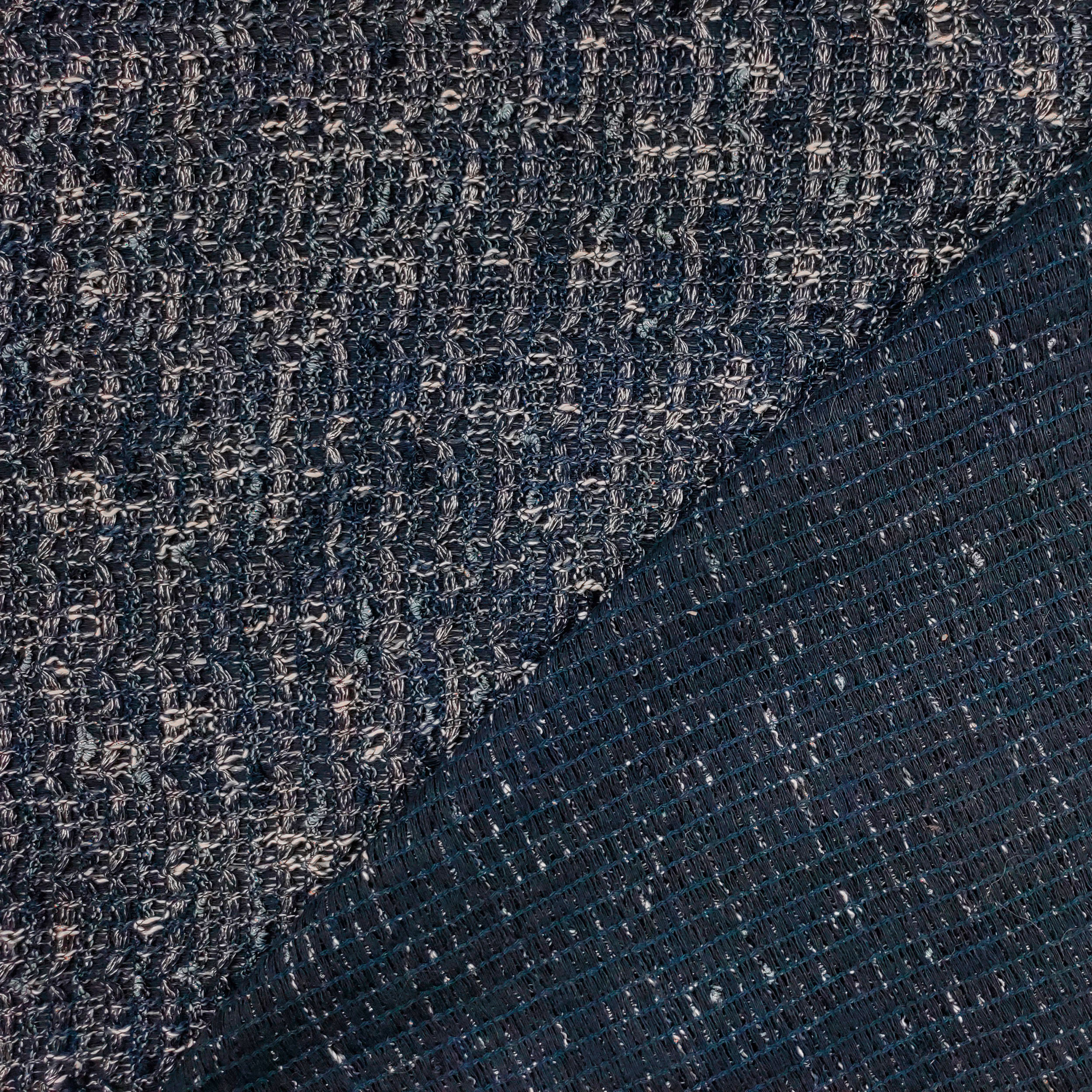 Tissu Tweed Lurex bleu mélangé Image