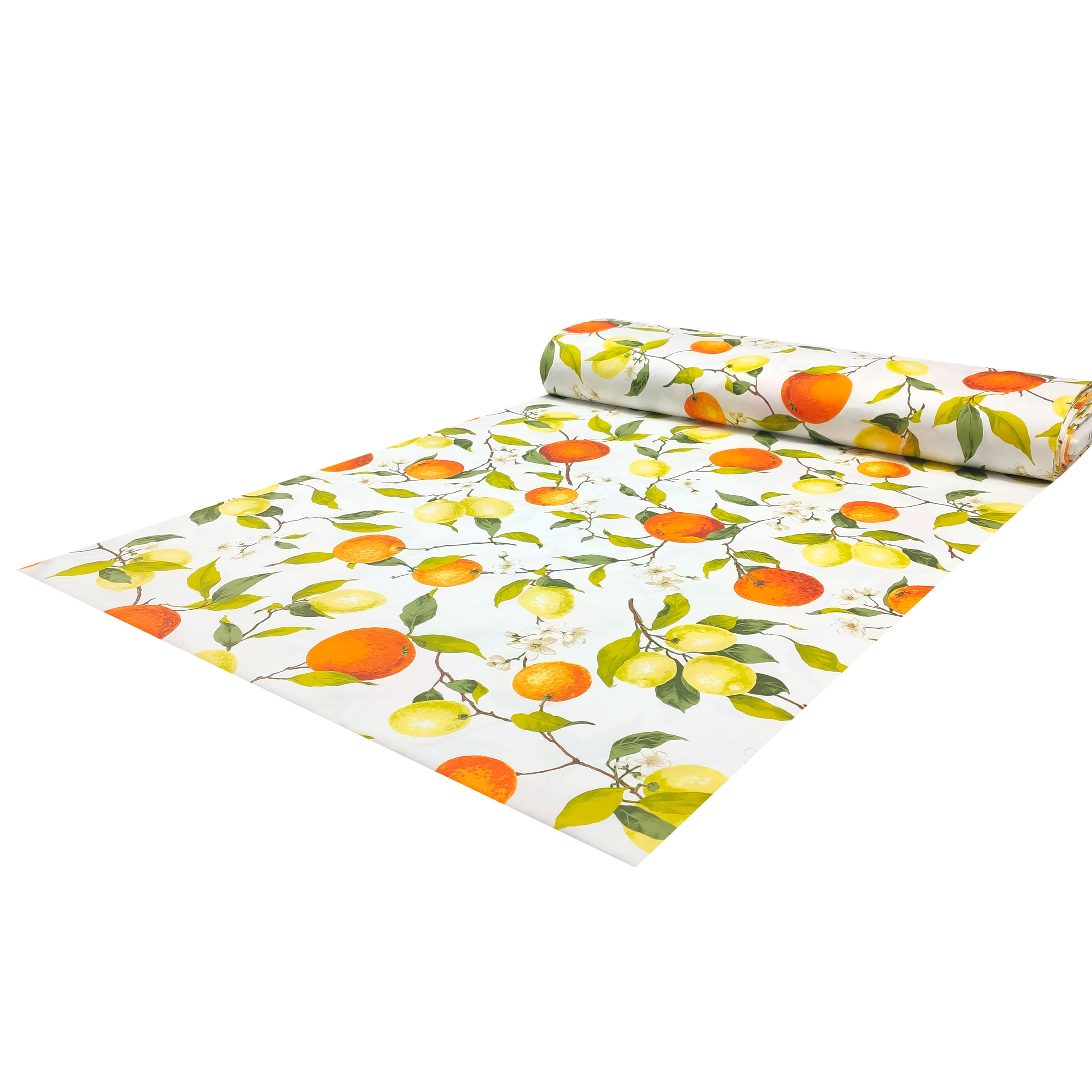 Stoff für Baumwolltischdecke mit Zitronen- und Orangenfantasie