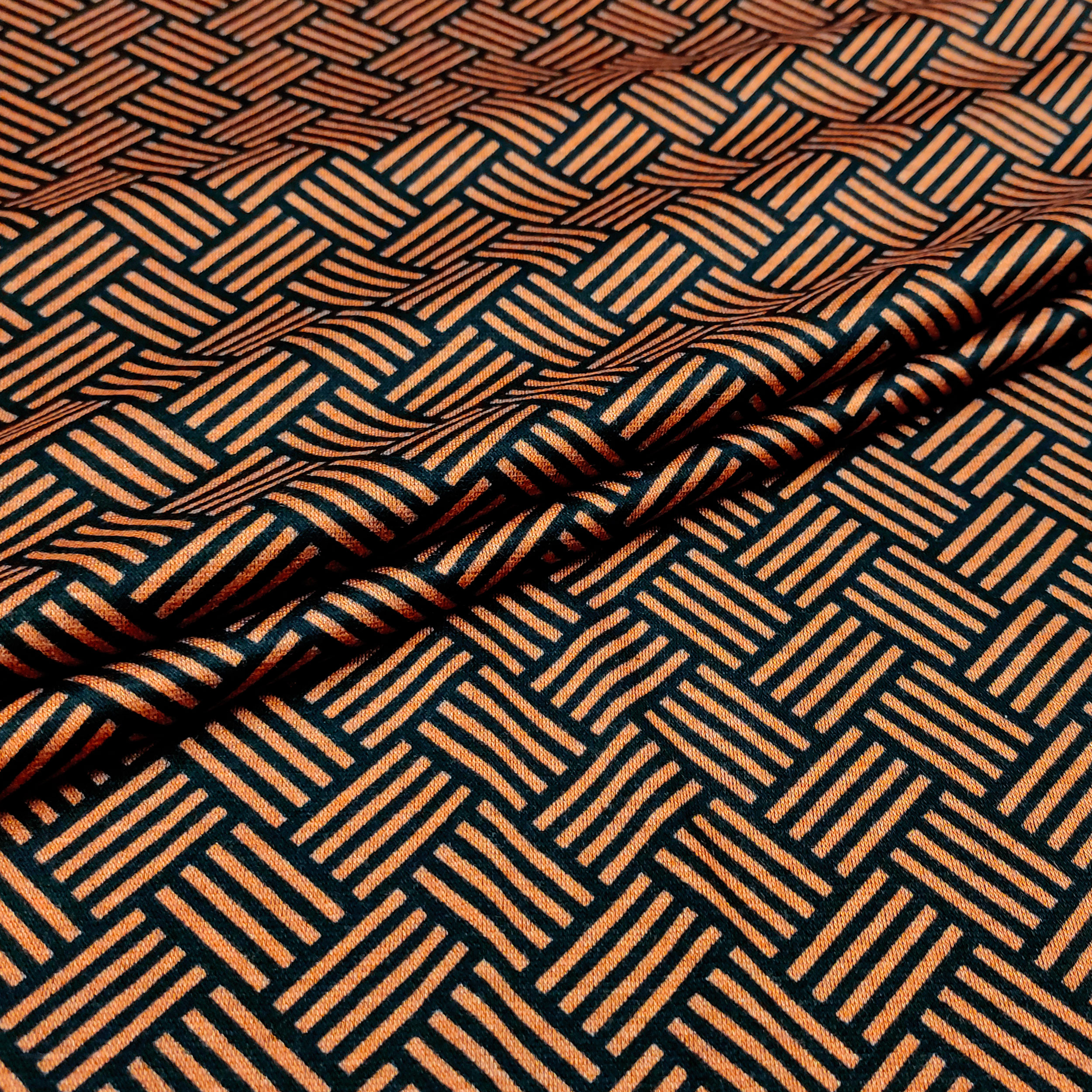 Punto Milano Gemischte Viskose Geometrie Orange und Schwarz
