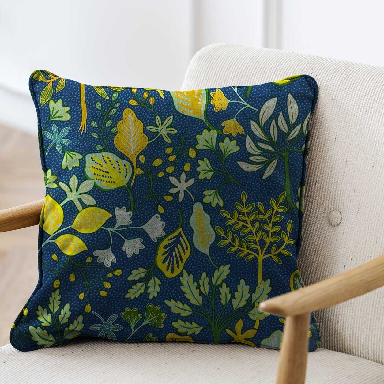 Décor Panama Fond bleu avec feuilles colorées Image