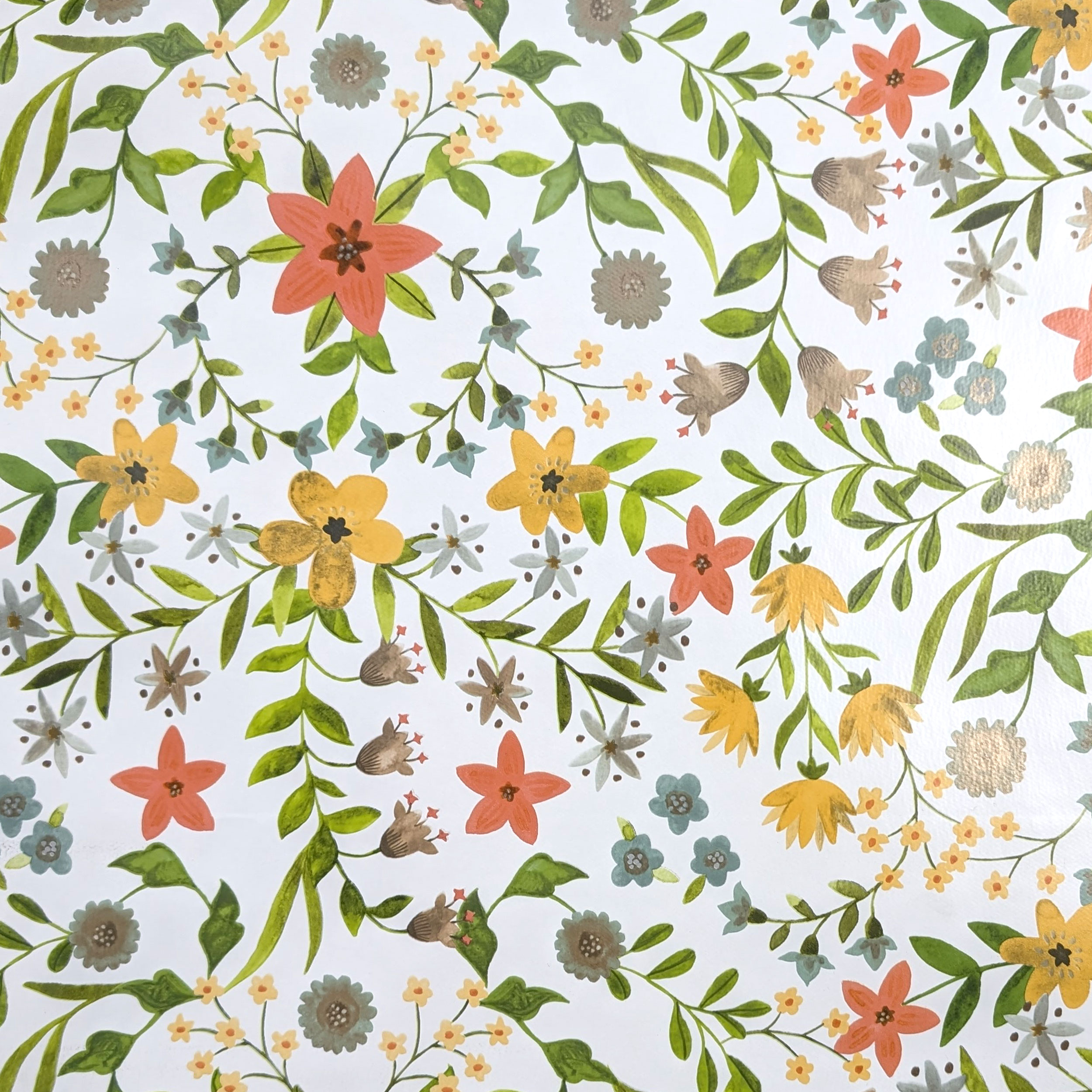 Fabric for Plasticised Tablecloth Warm Tone Flowers Image