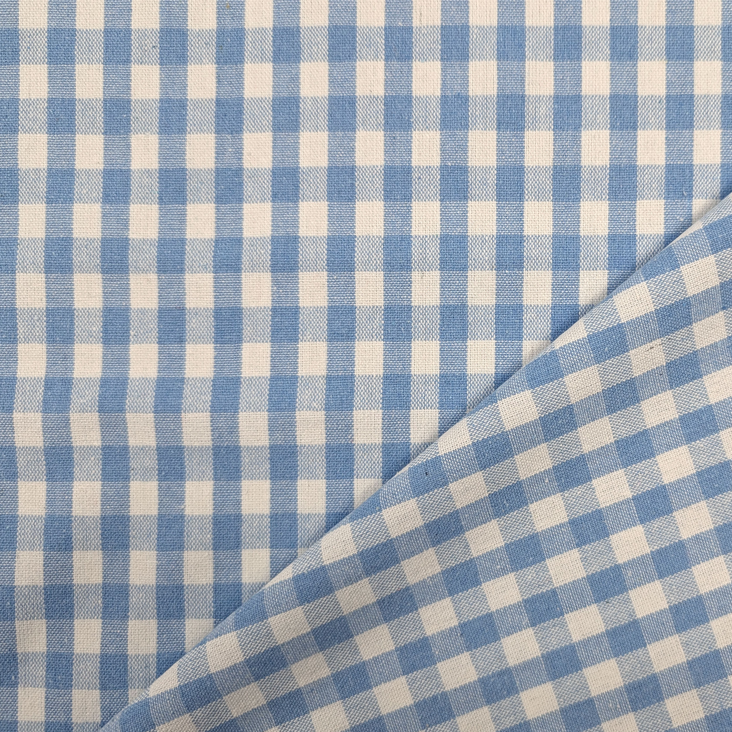 Washed Cotton Yarn Dyed Blue Checks Image