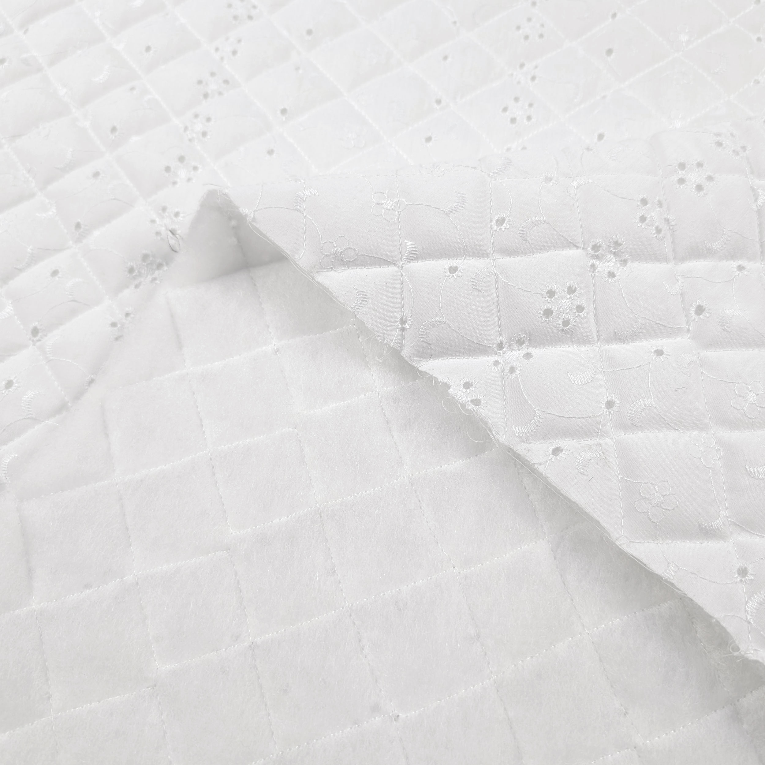 Fabric Quilt Sangallo White Retro Ovatta Image