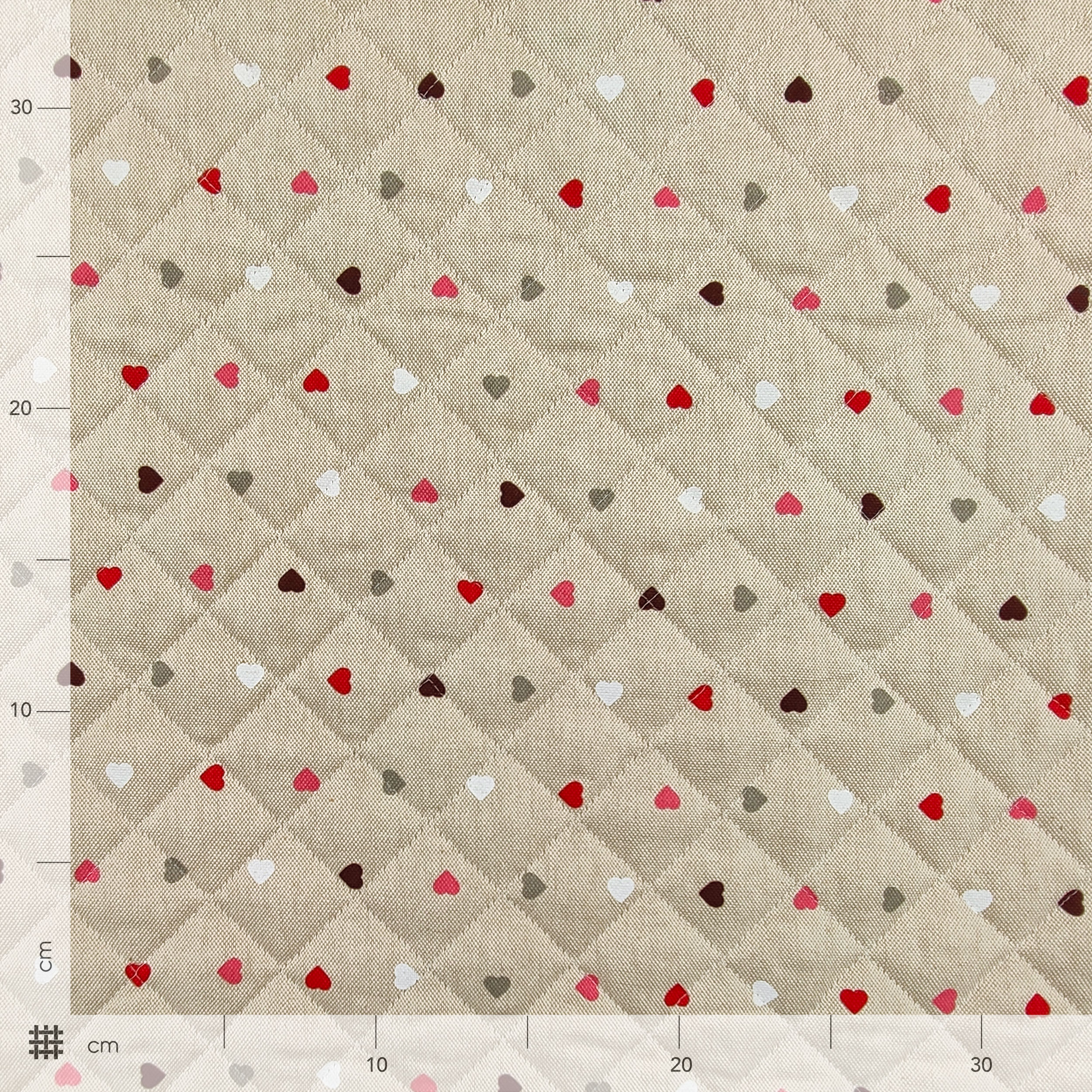 Cuoricini Toni Red and Pink Quilted Fabric