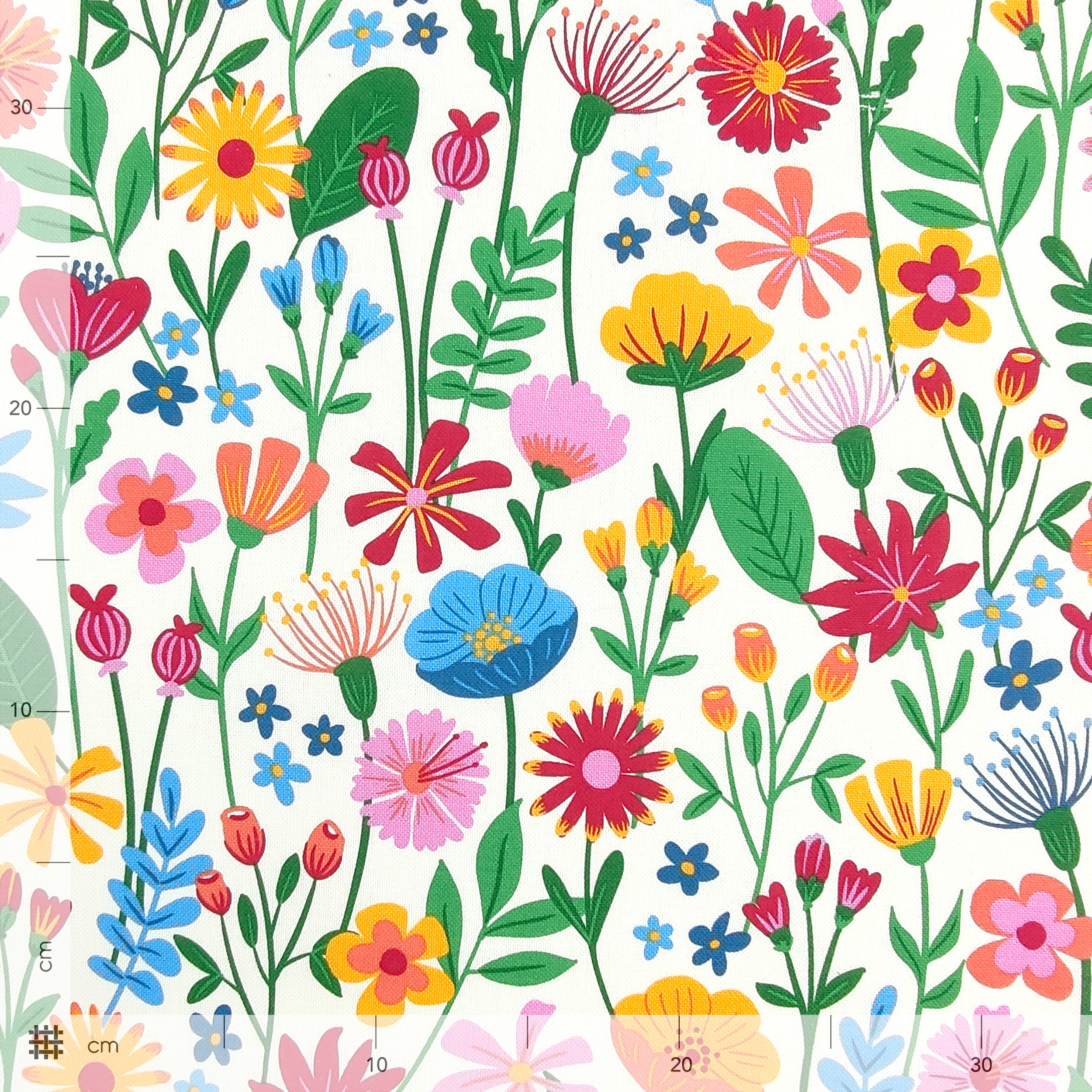 Panama Fabric Coloured Patterned Flowers Image