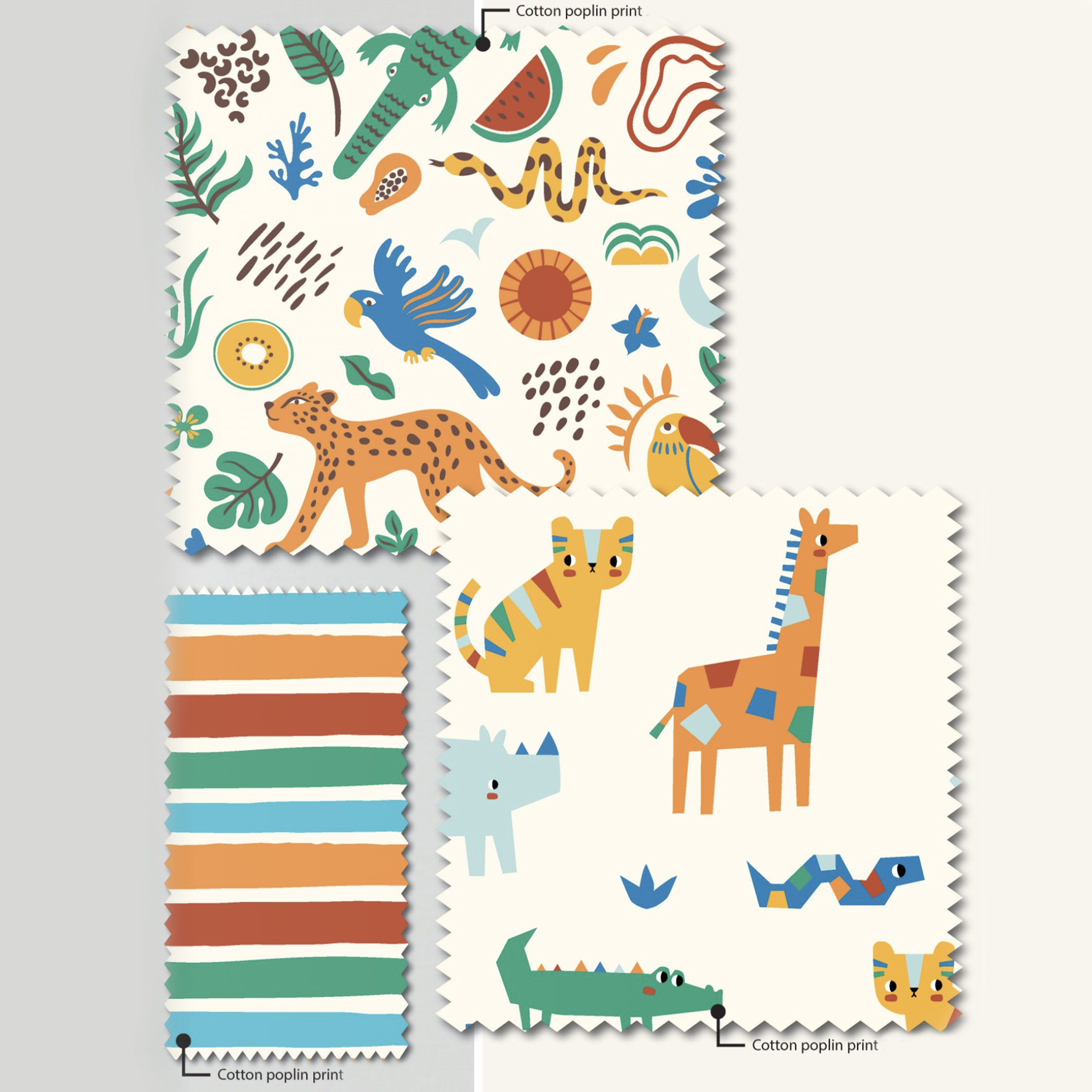 Cotton Poplin Coloured Animals Image