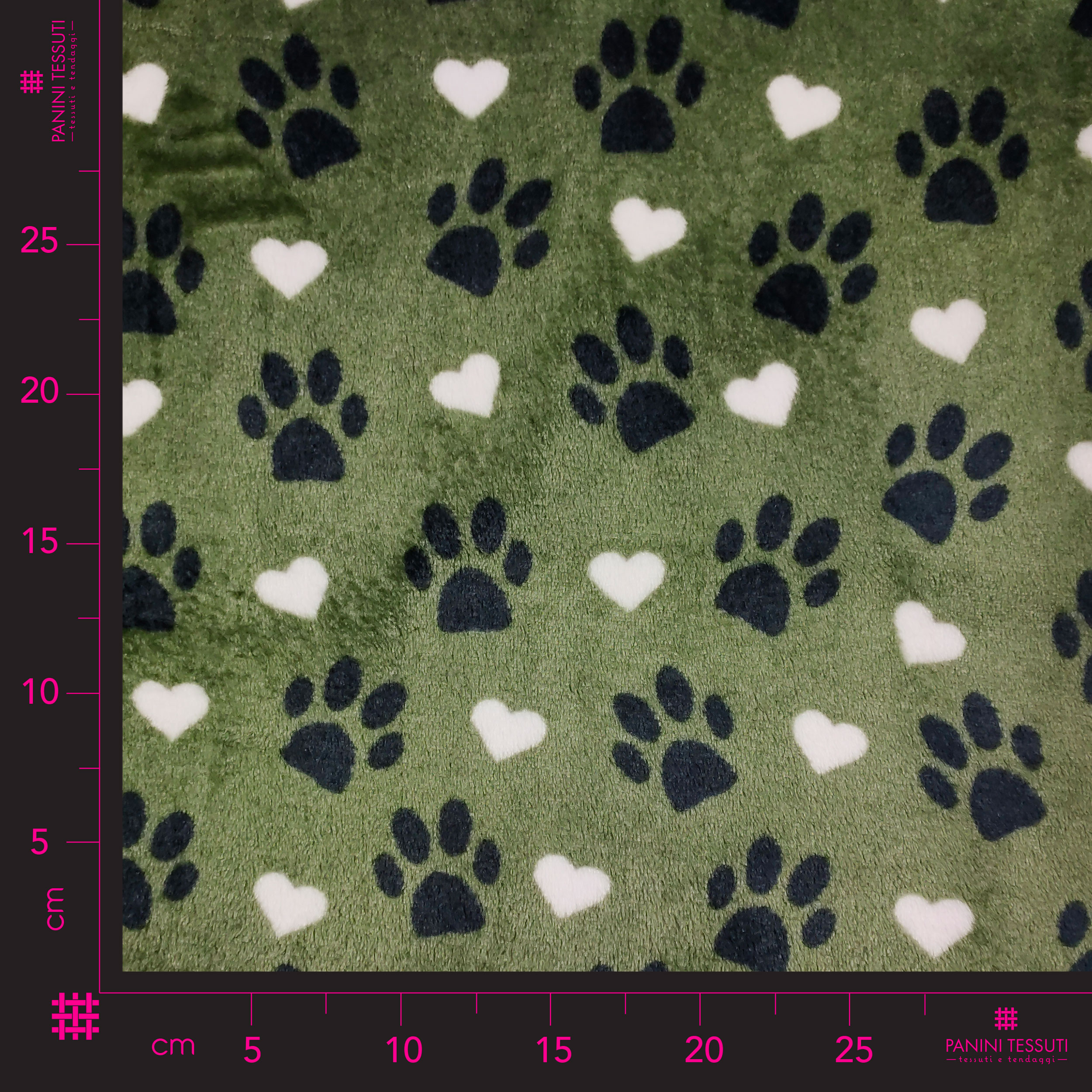 Cashmere Hand Fleece Orme and Hearts Fondo Verde Militar