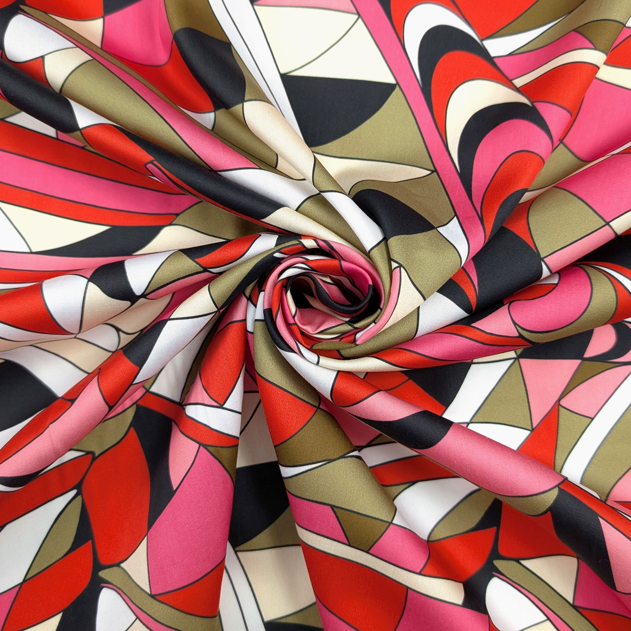 Abstract Geometrical Patterned Multicolour Cotton Satin Image