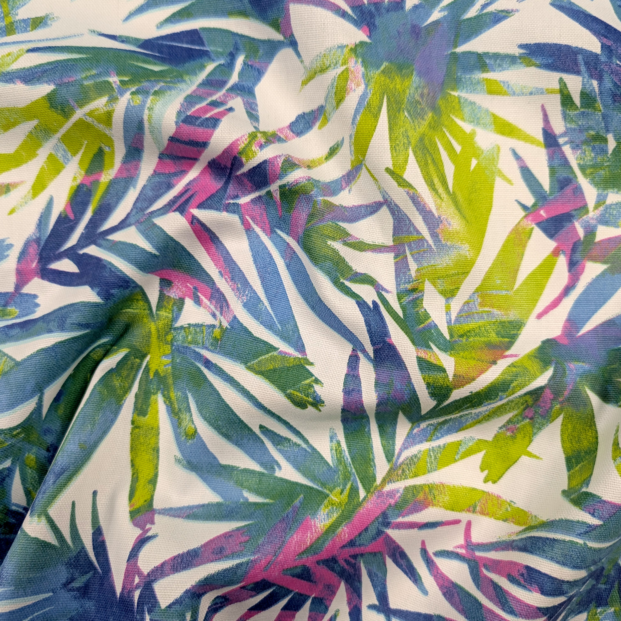 Panama Printed Tropical Leaves Cold Tones Image