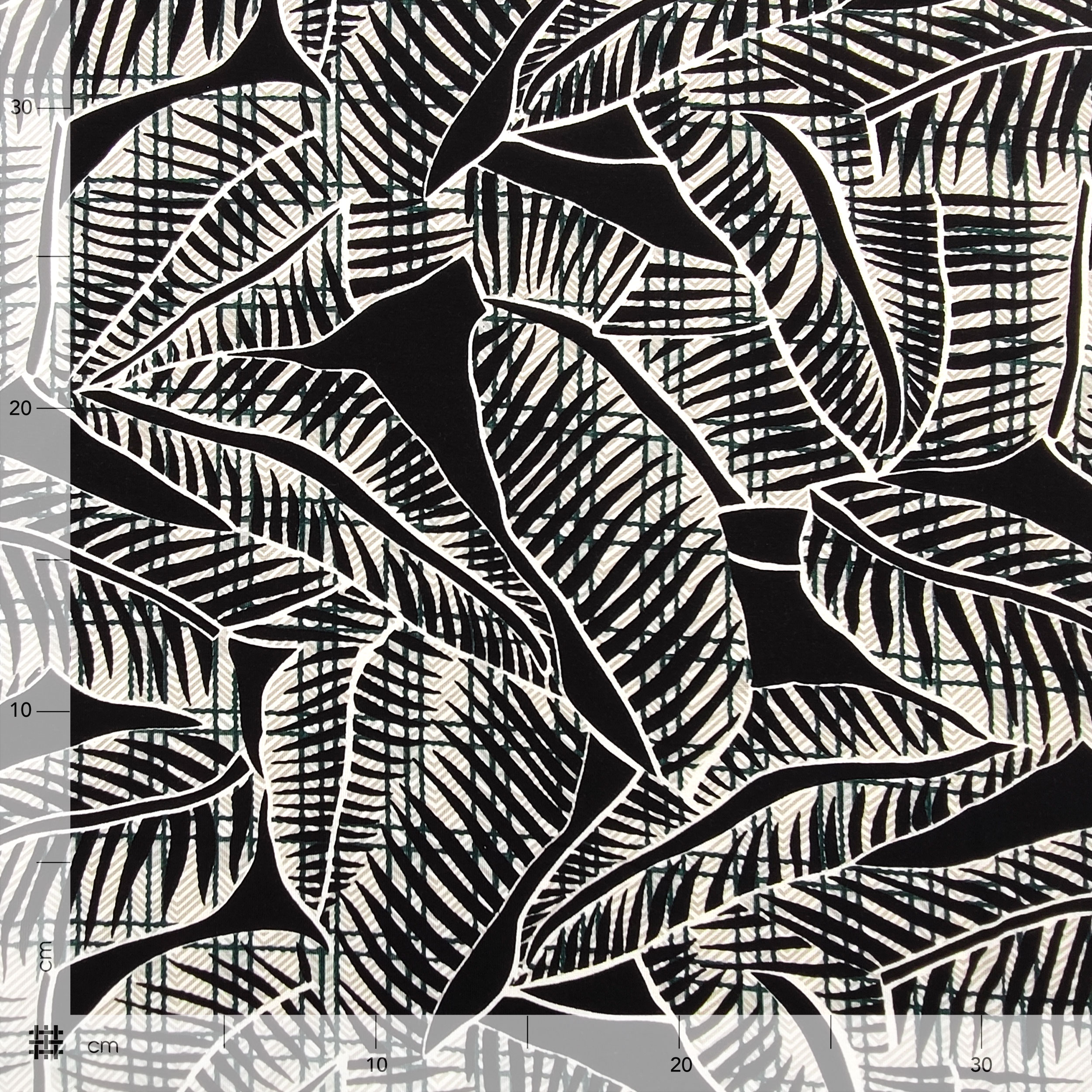Viskose-Jersey Black Leaves