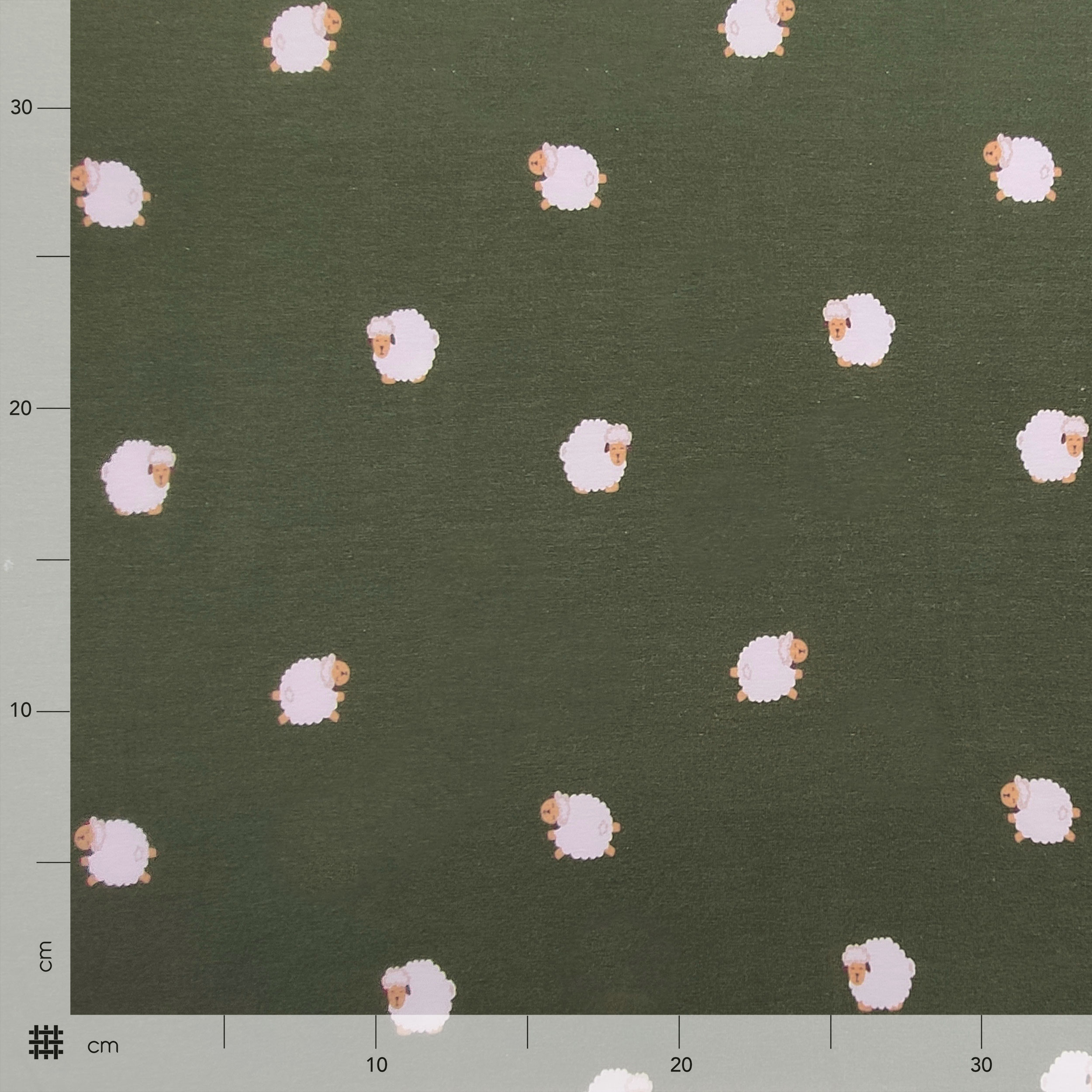 Jersey coton motif mouton fond militaire