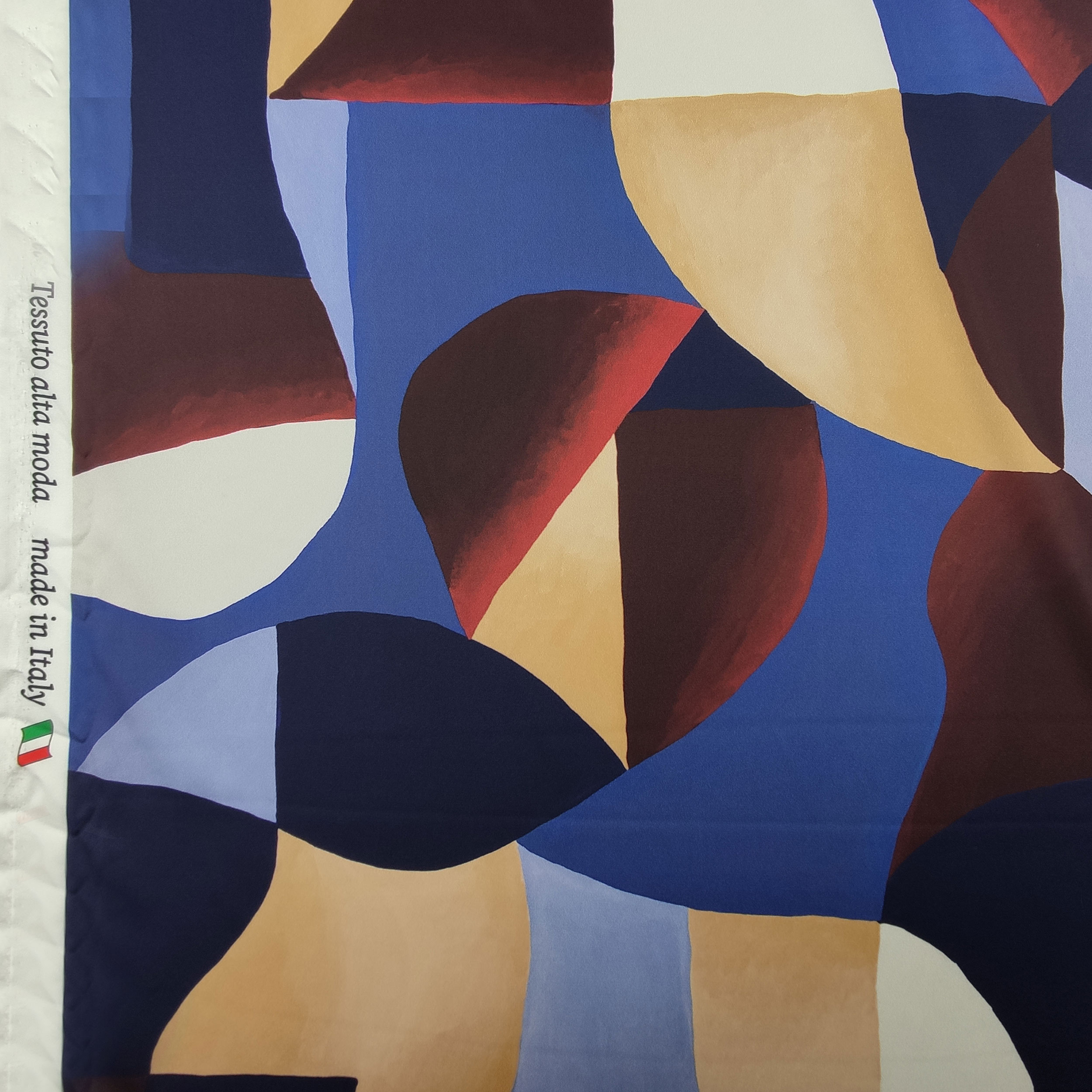 Estampado geométrico de colores Satén de alta costura