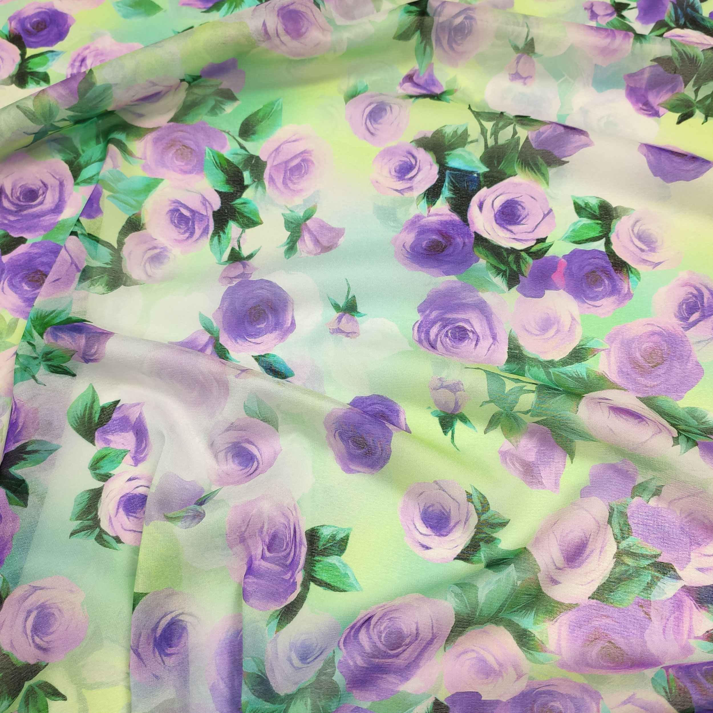 Elasticised Silk Chiffon Lilac Ruffles Image
