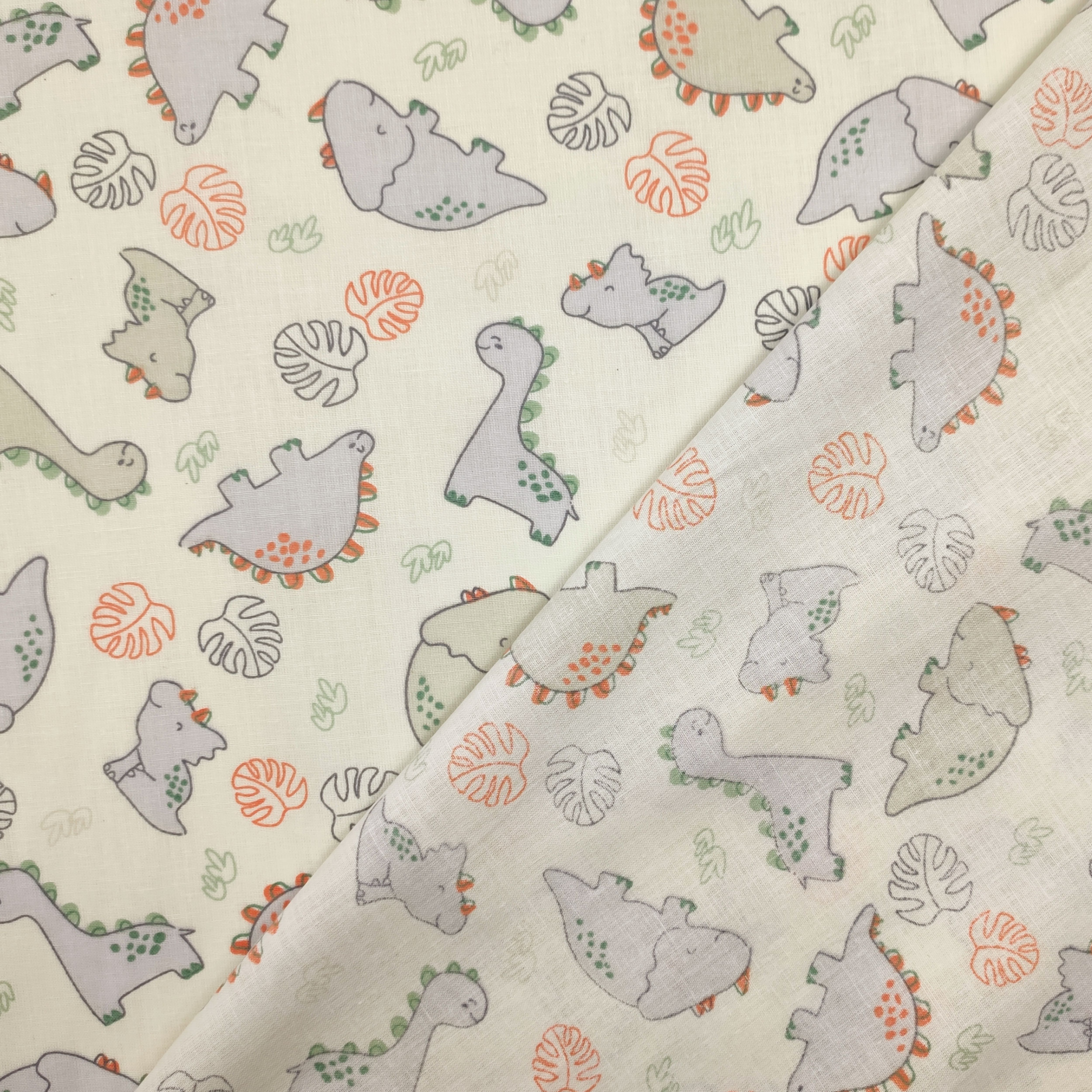Tissu de coton Dinosaures Fond jaune