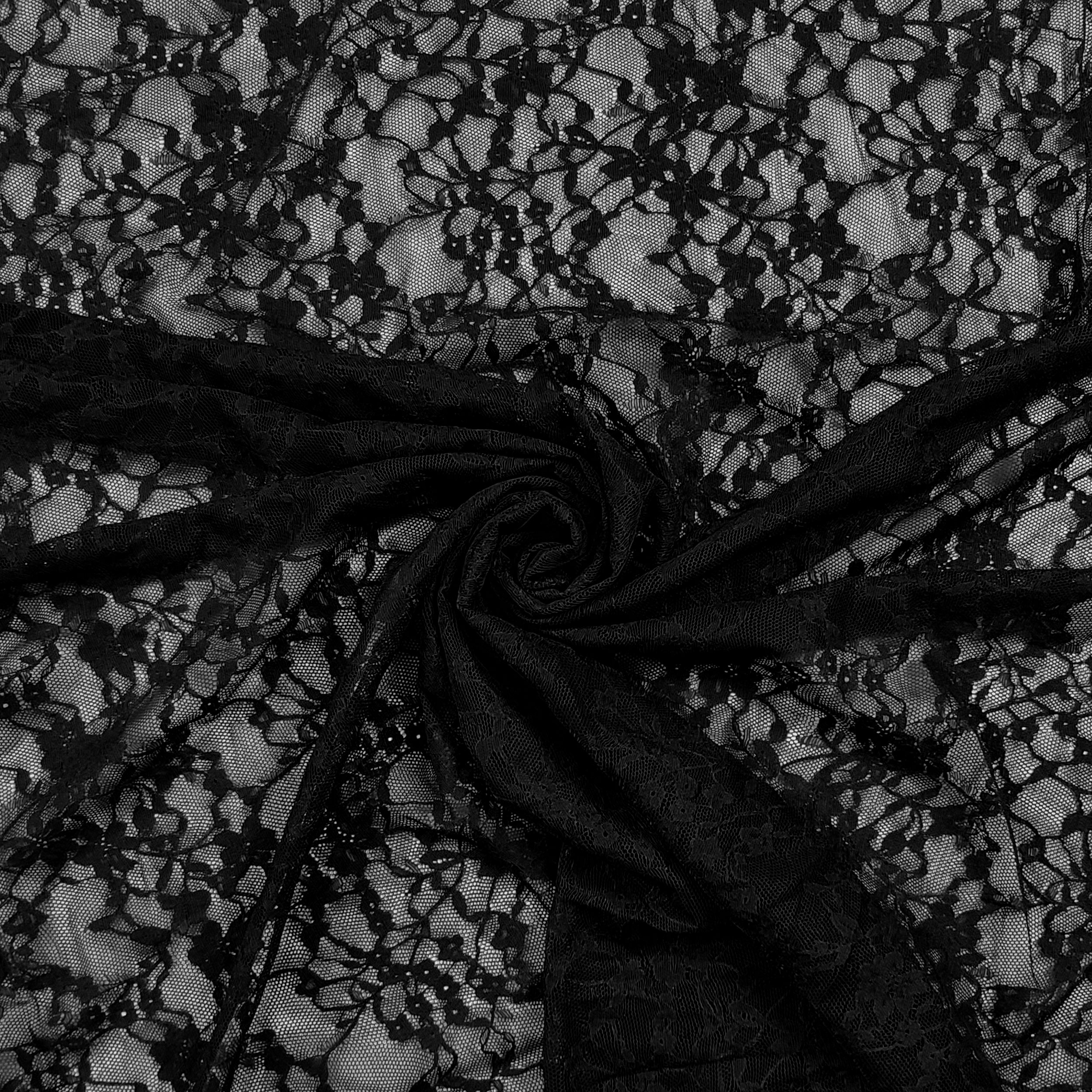 Elastic Floral Lace in Black