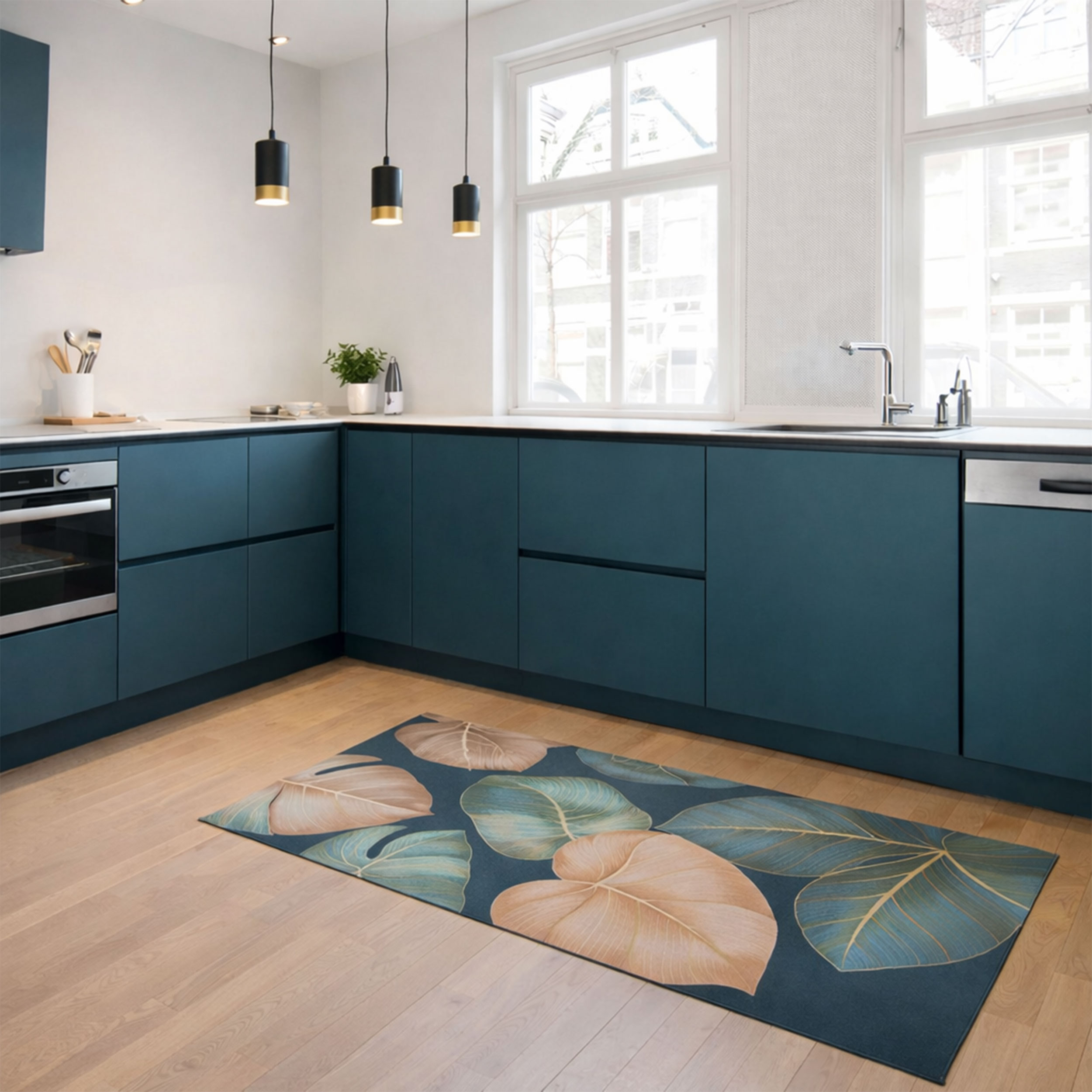 Kitchen Mats with Elegant Leaves Image